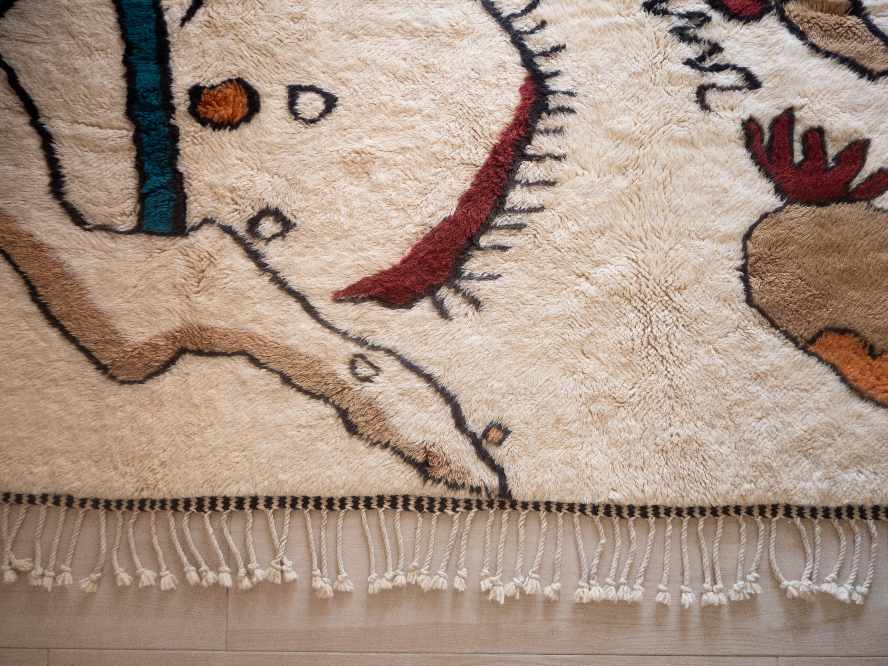 Tapis marocain Beni Mrirt 8'x10', motif d'inspiration Kandinsky, fait sur mesure en vente 1
