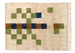 Moroccan Checkered Pattern rug 8’x10’, Modern Sage Color Mrirt rug, Custom-made
