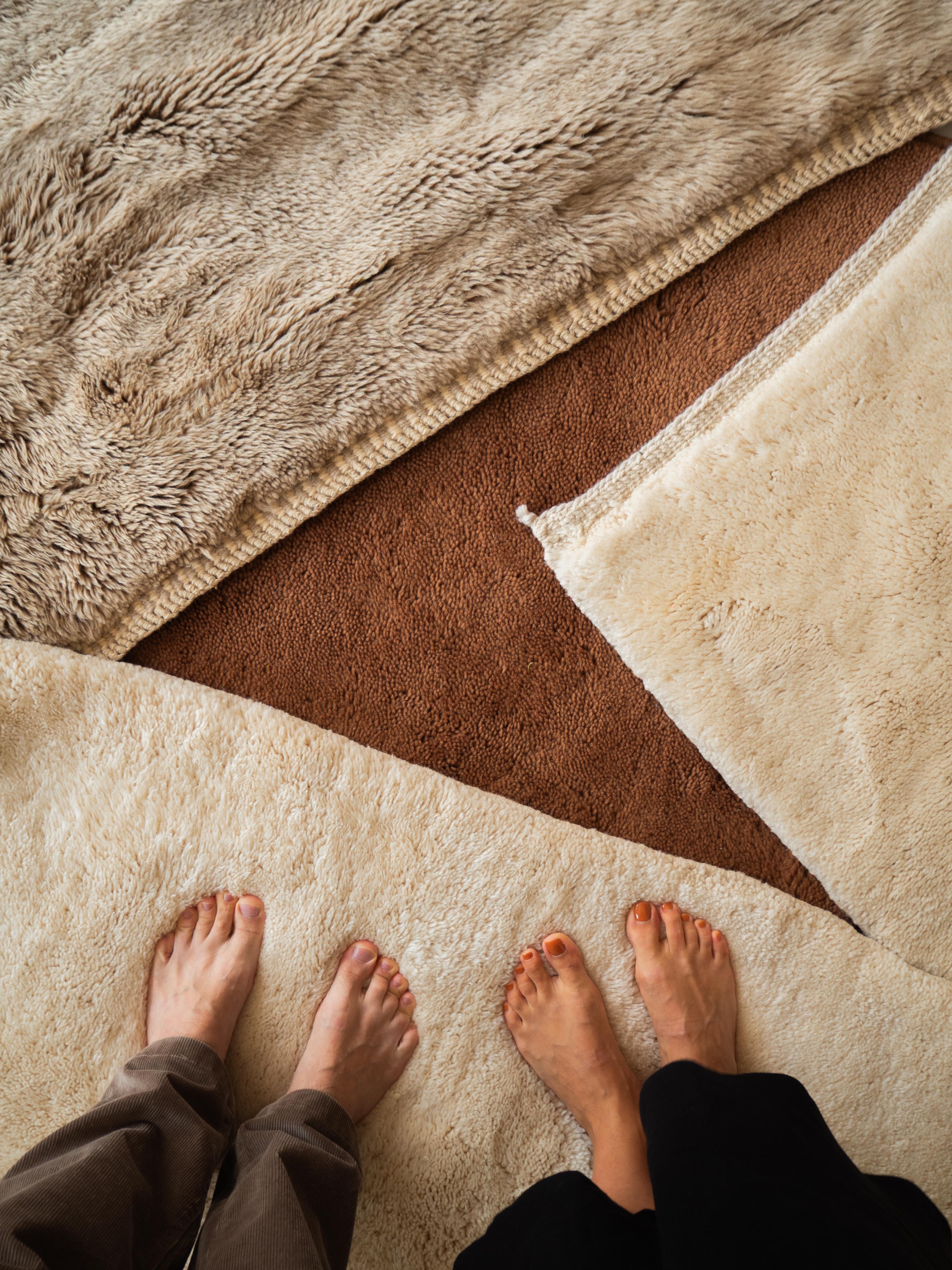 Hand-Crafted Moroccan Beni Mrirt rug 8’x10’, Solid Terracotta Brown Shag Rug, Custom-Made For Sale