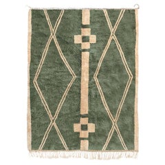 Tapis marocain Beni Mrirt 8'x10', motif tribal tapis de couleur verte, fait sur mesure
