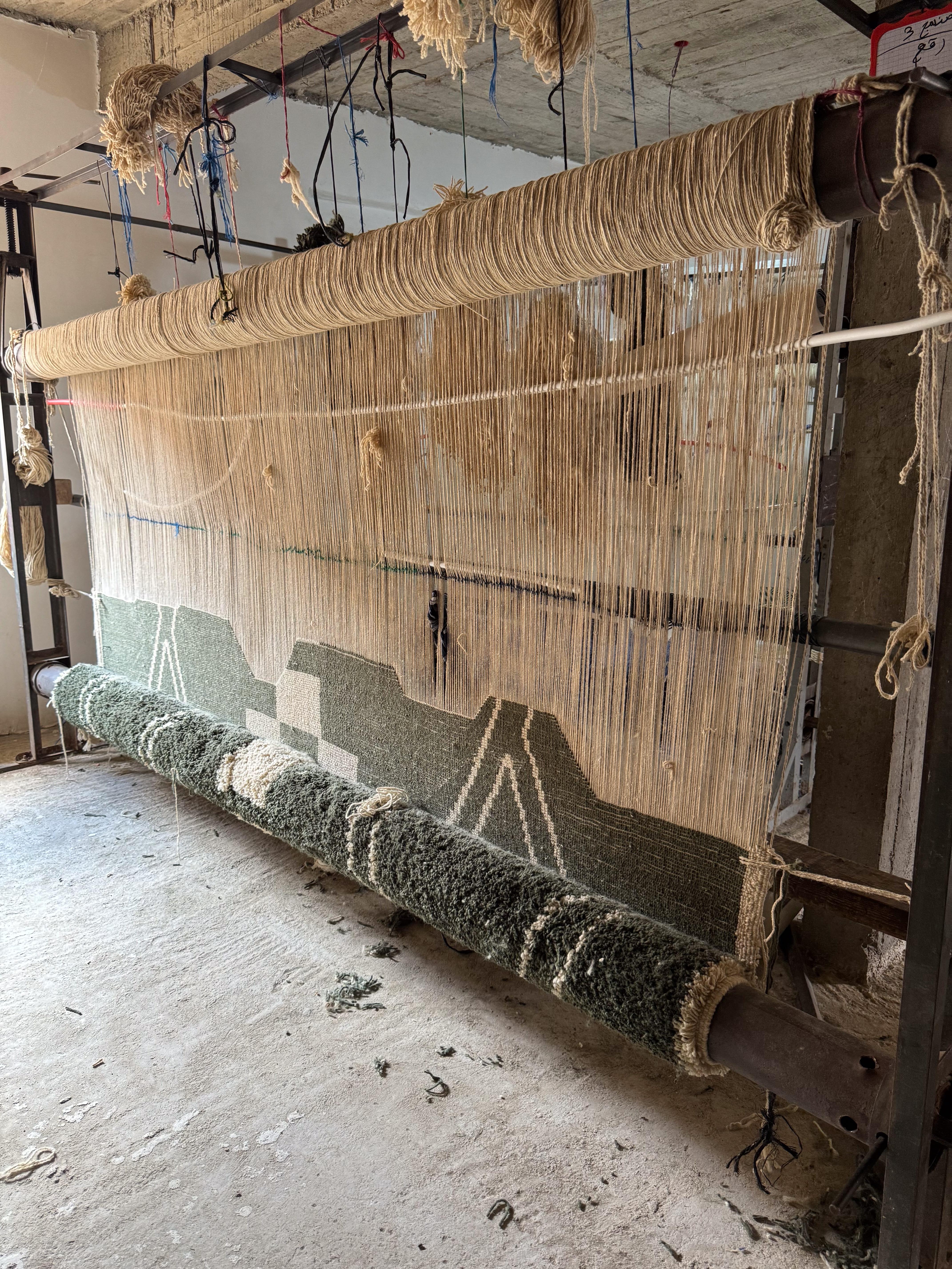 Moroccan Beni Mrirt rug 8’x14’, Tribal Pattern Green Color rug, Custom-Made For Sale 7