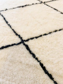 Tapis marocain Beni Mrirt 9'x12', Tapis à motif tribal diamant noir, fait sur mesure