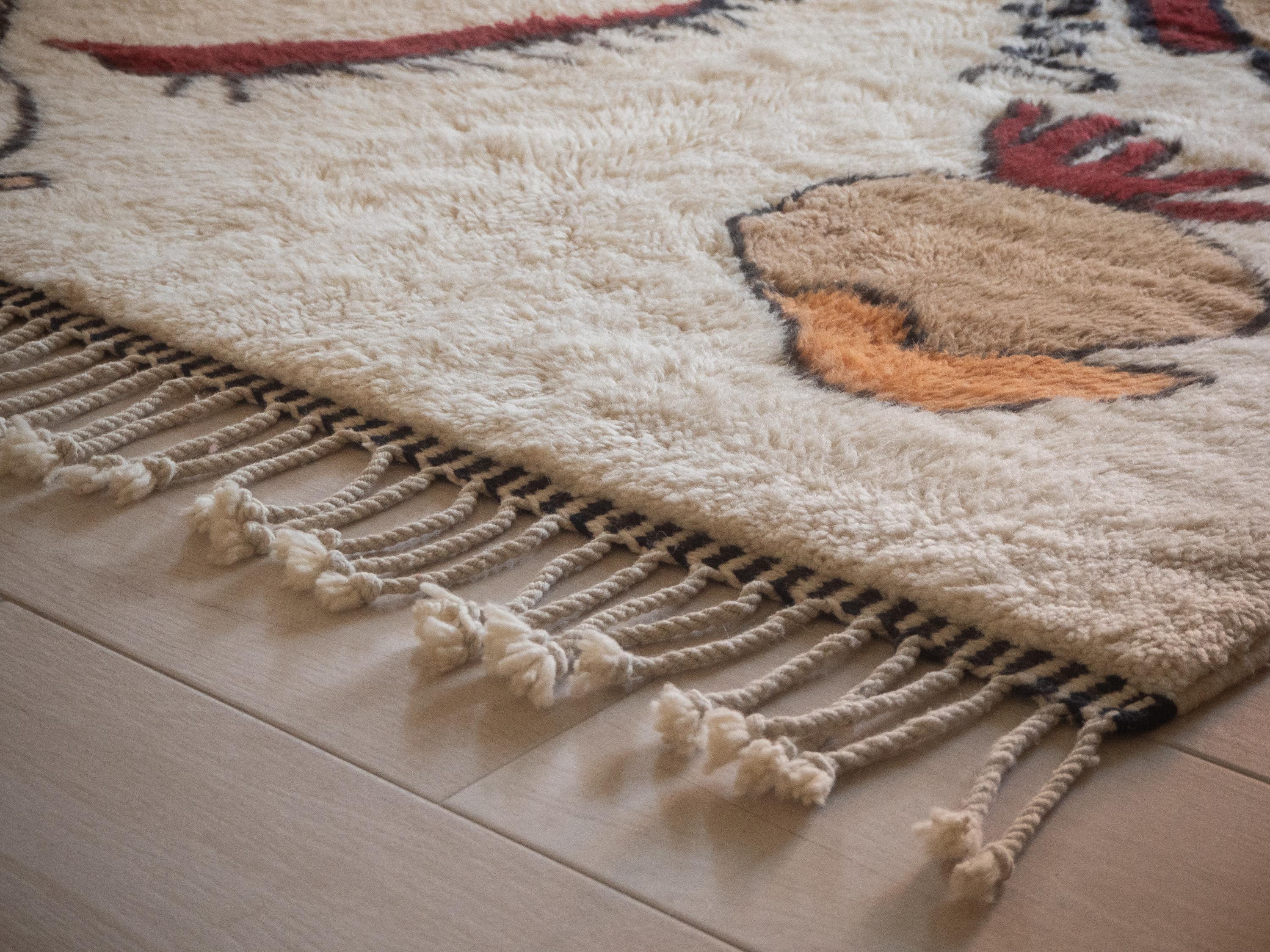 Fait main Tapis marocain Beni Mrirt 9'x12', motif d'inspiration Kandinsky, fait sur mesure en vente