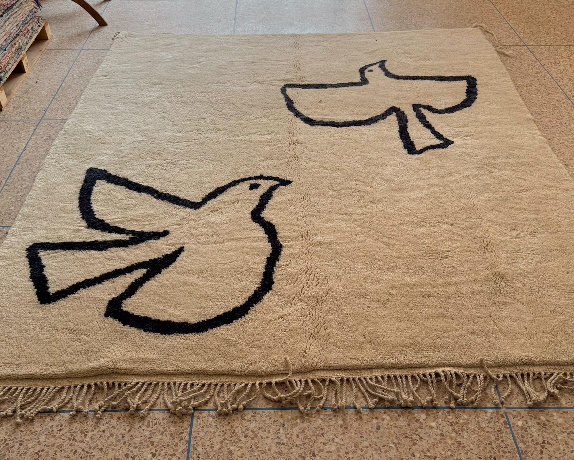 Moderne Tapis marocain Beni Mrirt 9'x12', motif inspiré de Pablo Picasso, fait sur mesure en vente