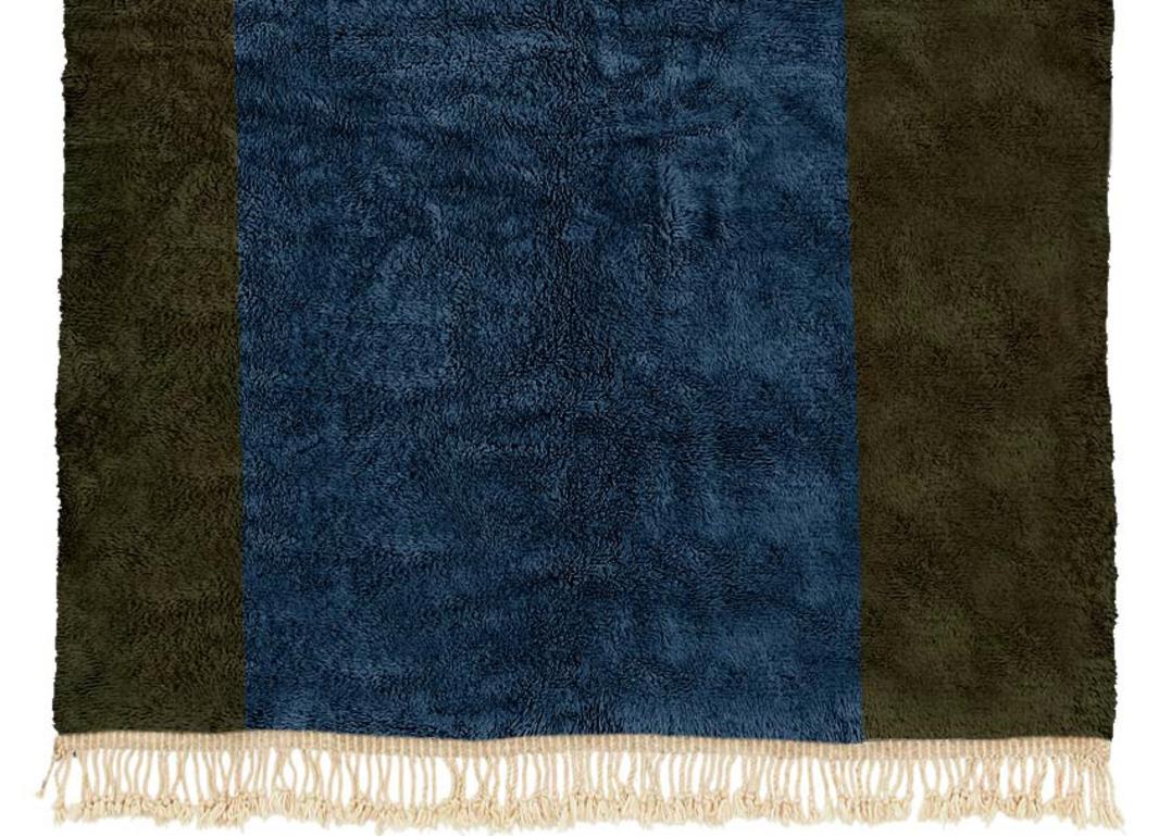 Hand-Crafted Moroccan Beni Mrirt rug 9’x12’, Rothko Inspired Modern Pattern rug, Custom-made For Sale