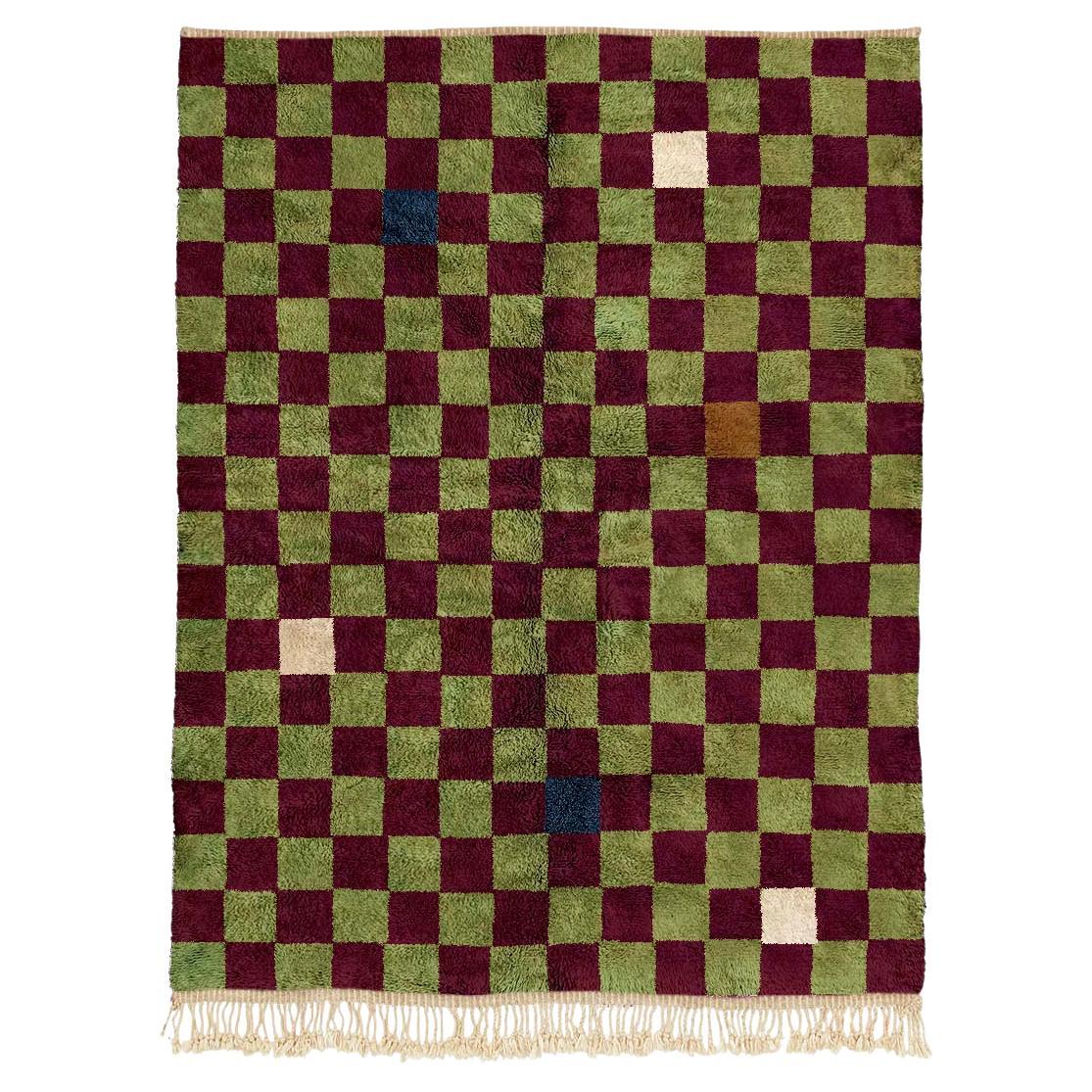 Moroccan Beni Mrirt rug, Modern Chess Pattern rug, Custom-made For Sale