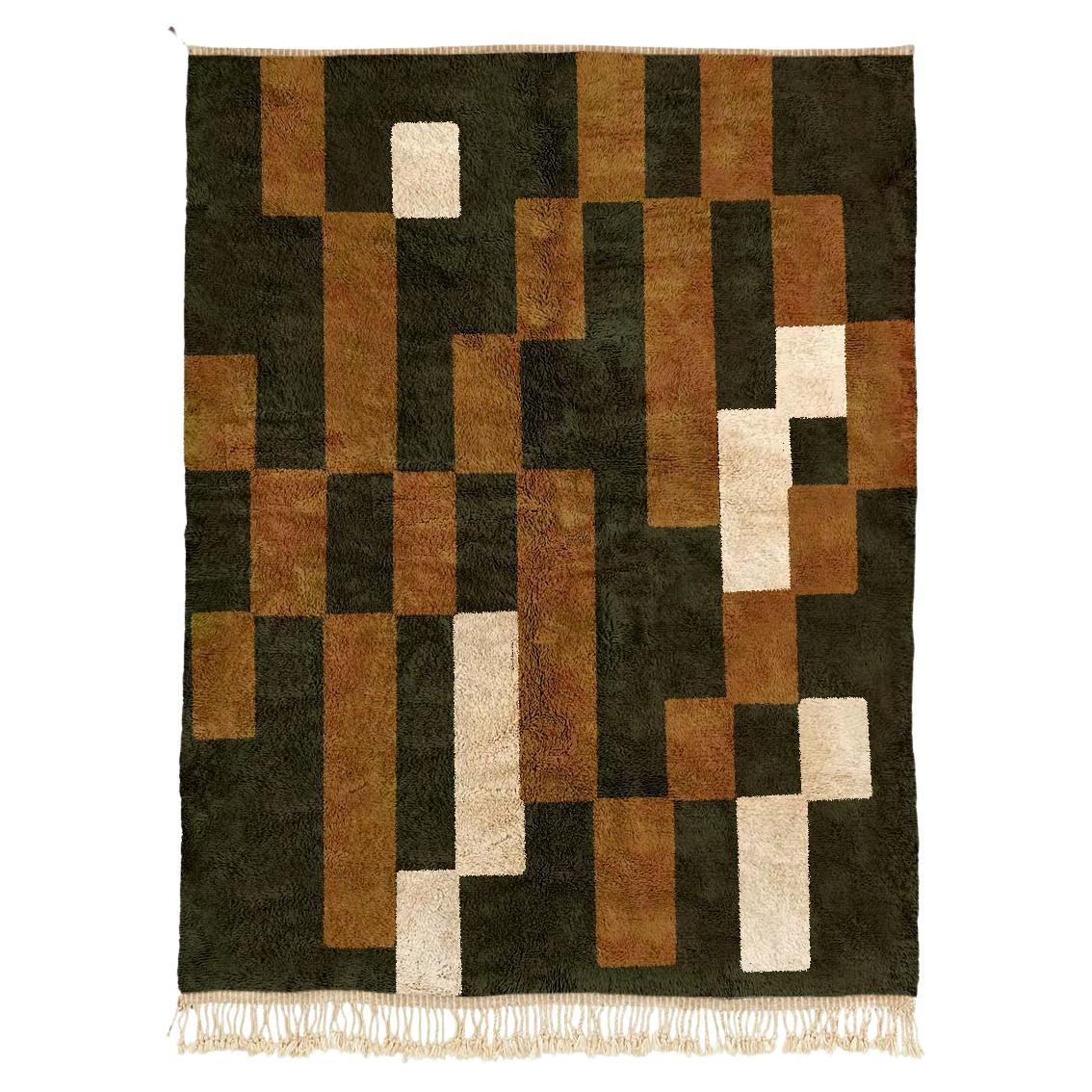 Tapis marocain Beni Mrirt, tapis moderne à motifs géométriques rectangulaires, fait sur mesure en vente