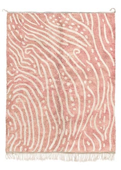 Tapis marocain Beni Mrirt 5'x7', ornement moderne rose poussiéreux, fait sur mesure