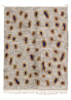 Tapis marocain Beni Mrirt 6'x9', Ornament Bulles Tapis de couleur gris, fait sur mesure