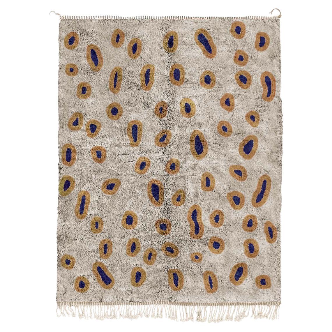 Moroccan Beni Mrirt rug 6’x9', Bubbles Ornament Grey Color rug, Custom-made