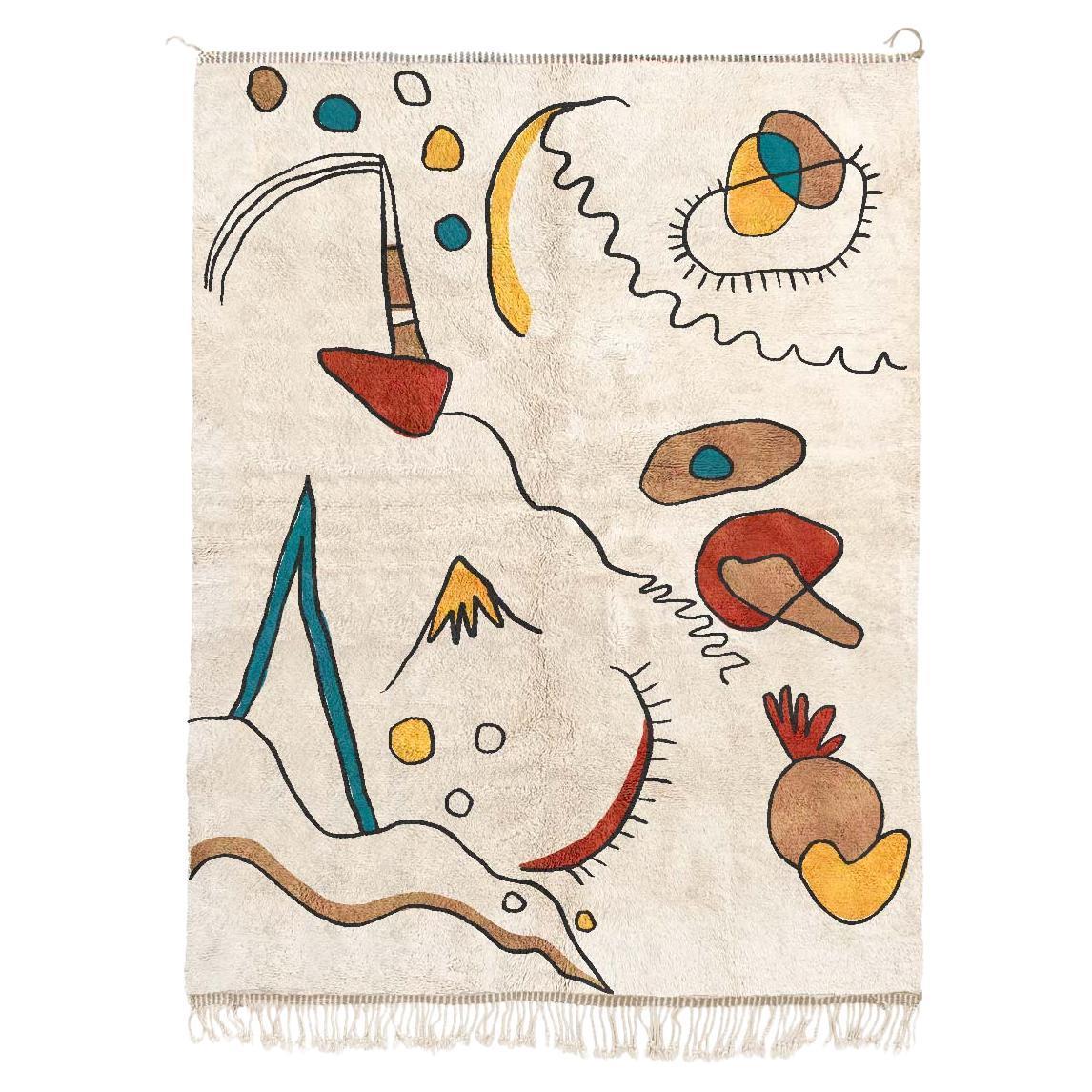 Tapis marocain Beni Mrirt, tapis berbère moderne à motif tribal, en stock en vente