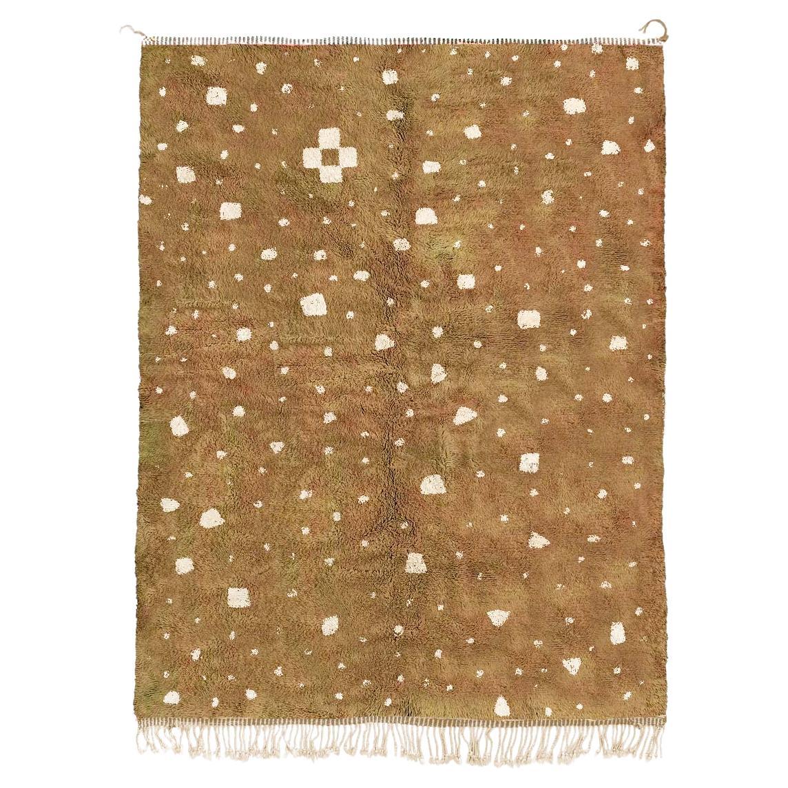 Marokkanischer Beni Mrirt-Teppich, Stammesmuster Biege Farbe Berberteppich, maßgefertigt
