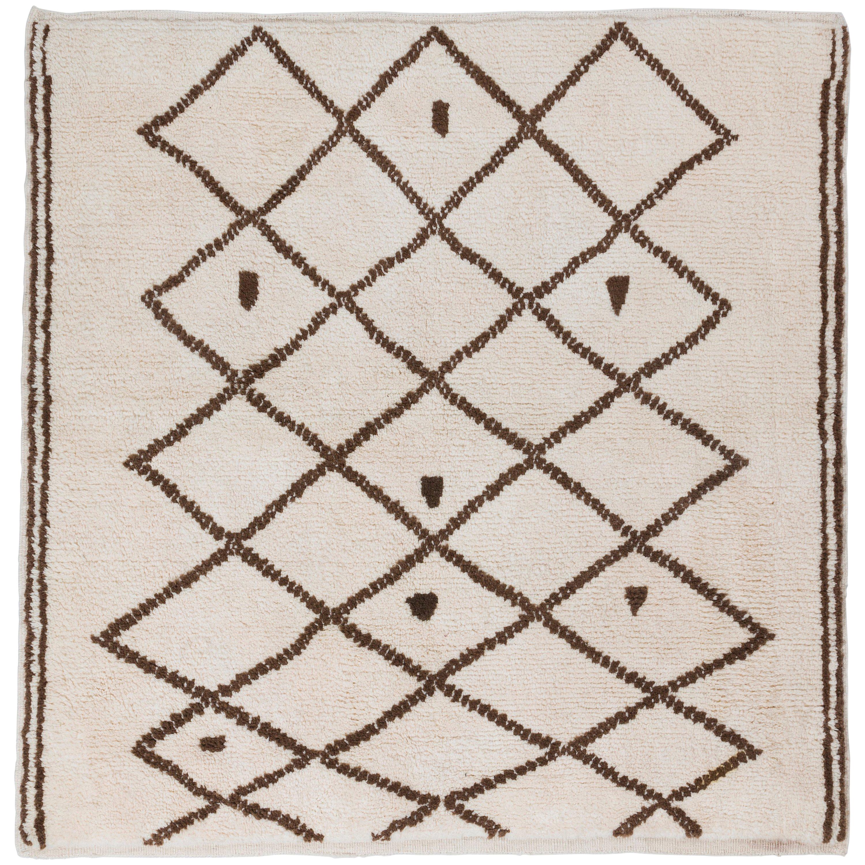 Marokkanischer Beni Ourain Tulu-Teppich mit weicher Wollflore, 6x6 cm groß. Berberteppich nach Maß im Zustand „Neu“ im Angebot in Philadelphia, PA