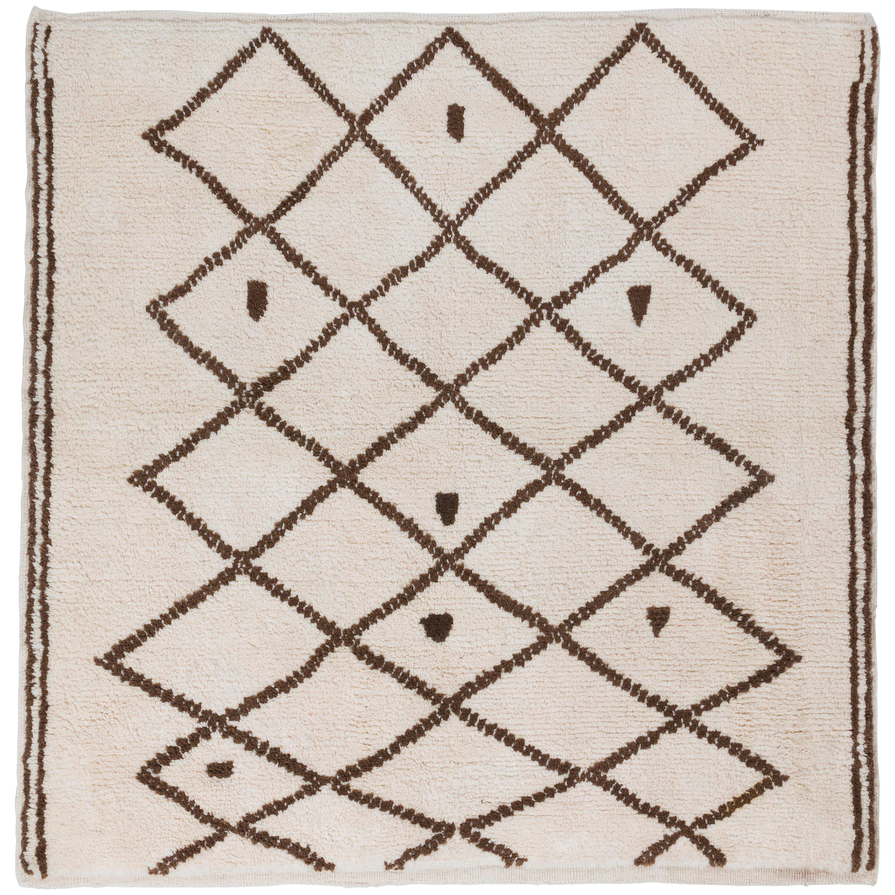 Marokkanischer Beni Ourain Tulu-Teppich mit weicher Wollflore, 6x6 cm groß. Berberteppich nach Maß im Zustand „Neu“ im Angebot in Spring Valley, NY