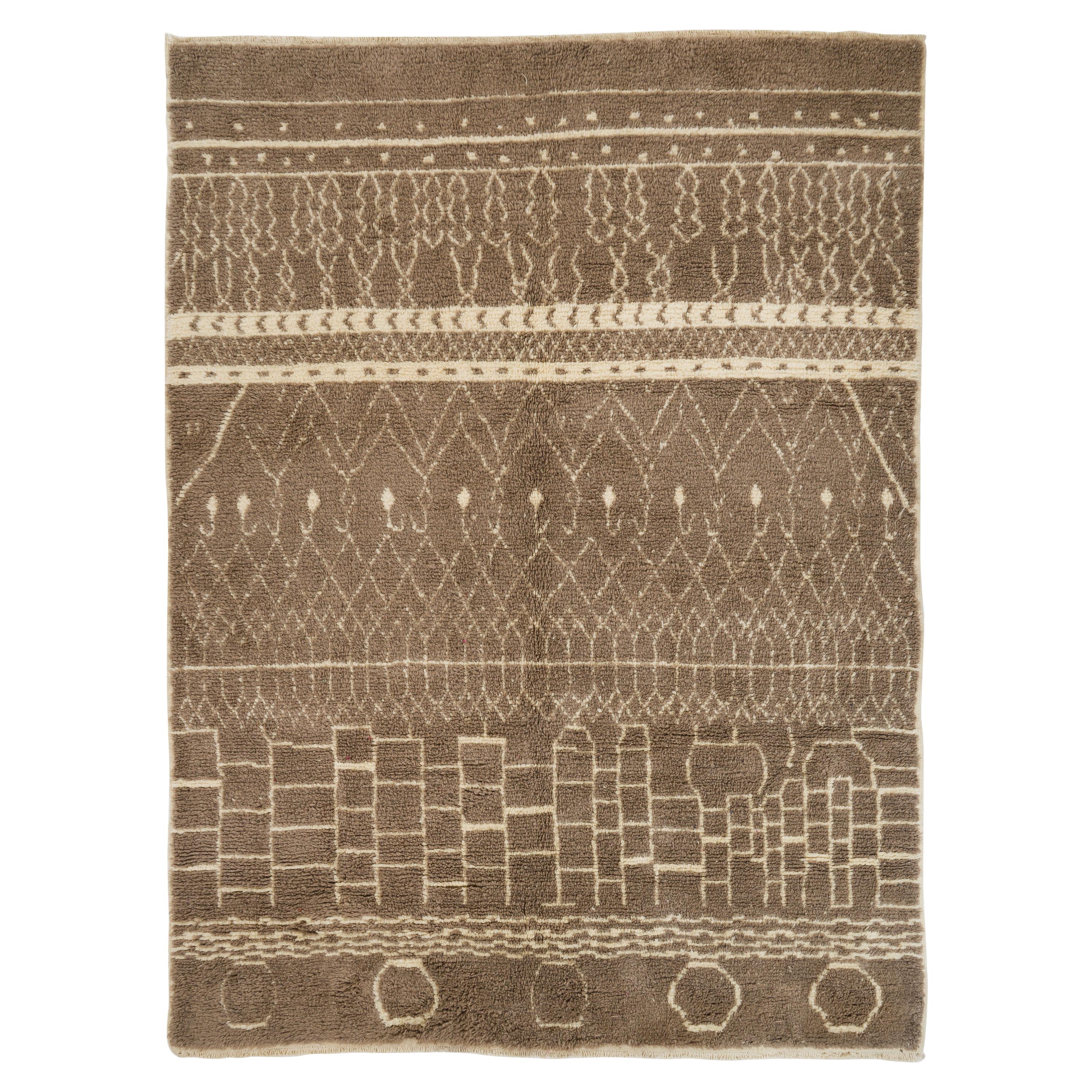 Moroccan Beni Ourain Rug, 100% Natural Undyed Wool For Sale
