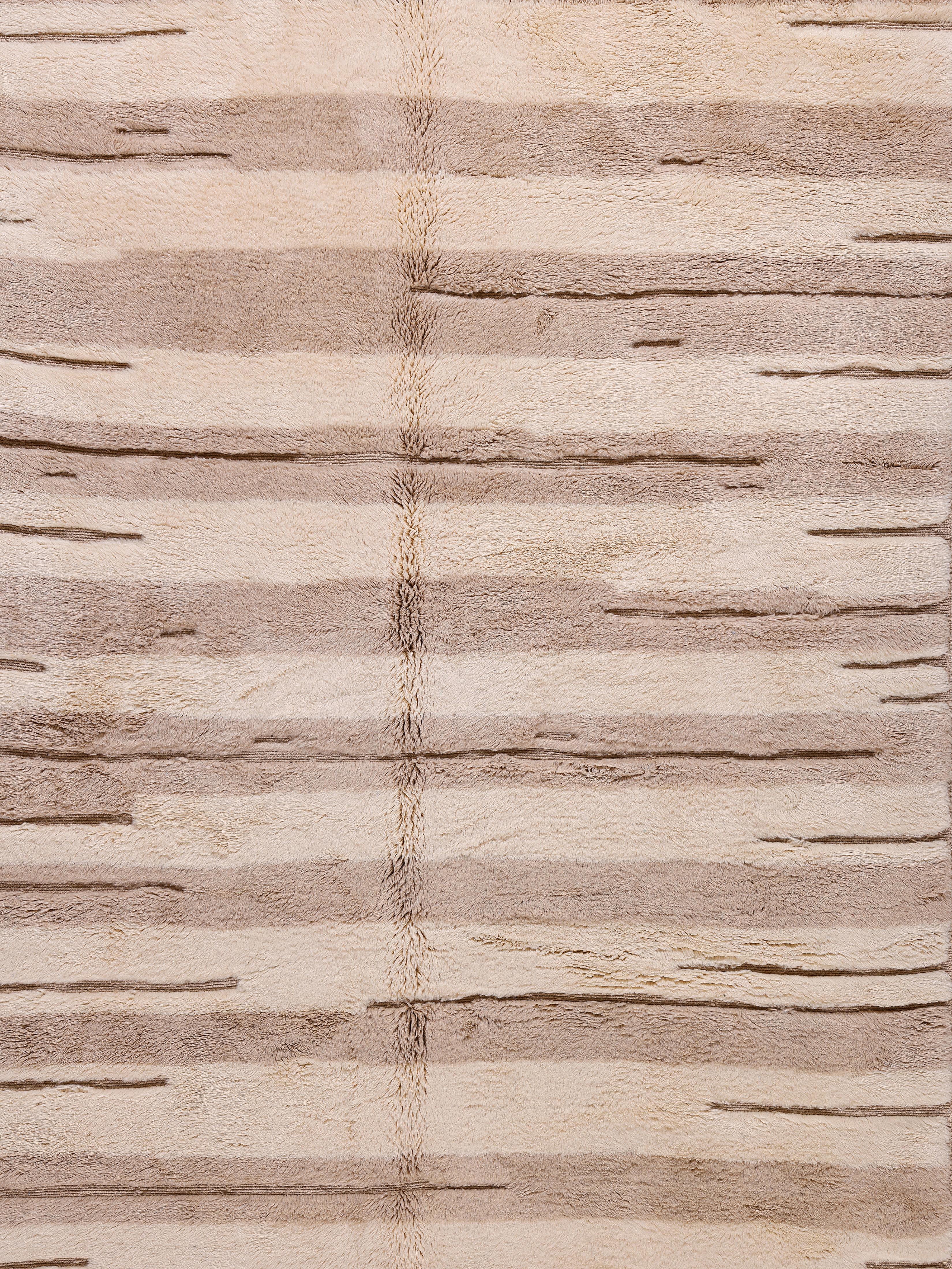 Alfombra marroquí Beni Ourain de lana neutra - Anudada a mano Diseño minimalista Lana en venta