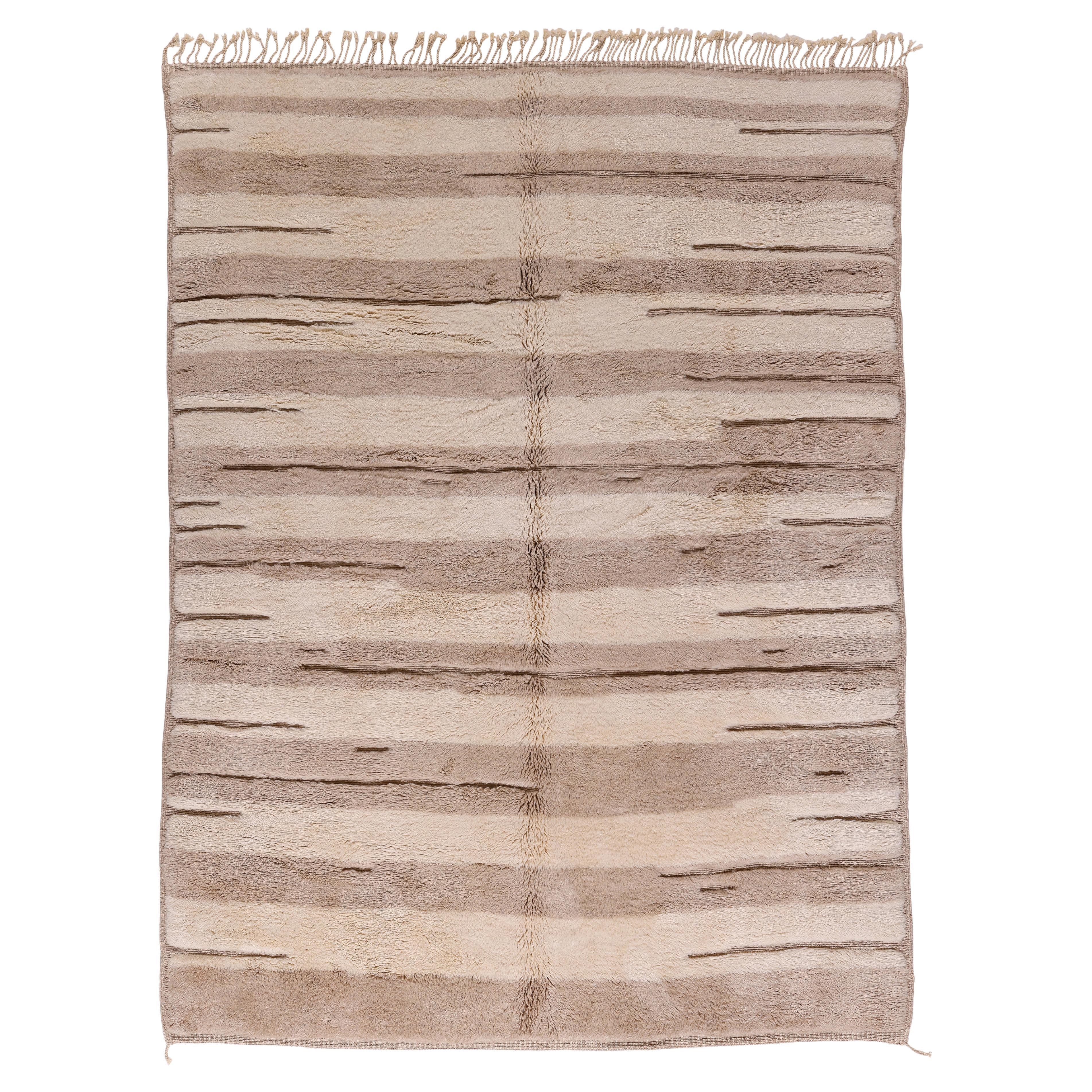 Alfombra marroquí Beni Ourain de lana neutra - Anudada a mano Diseño minimalista en venta