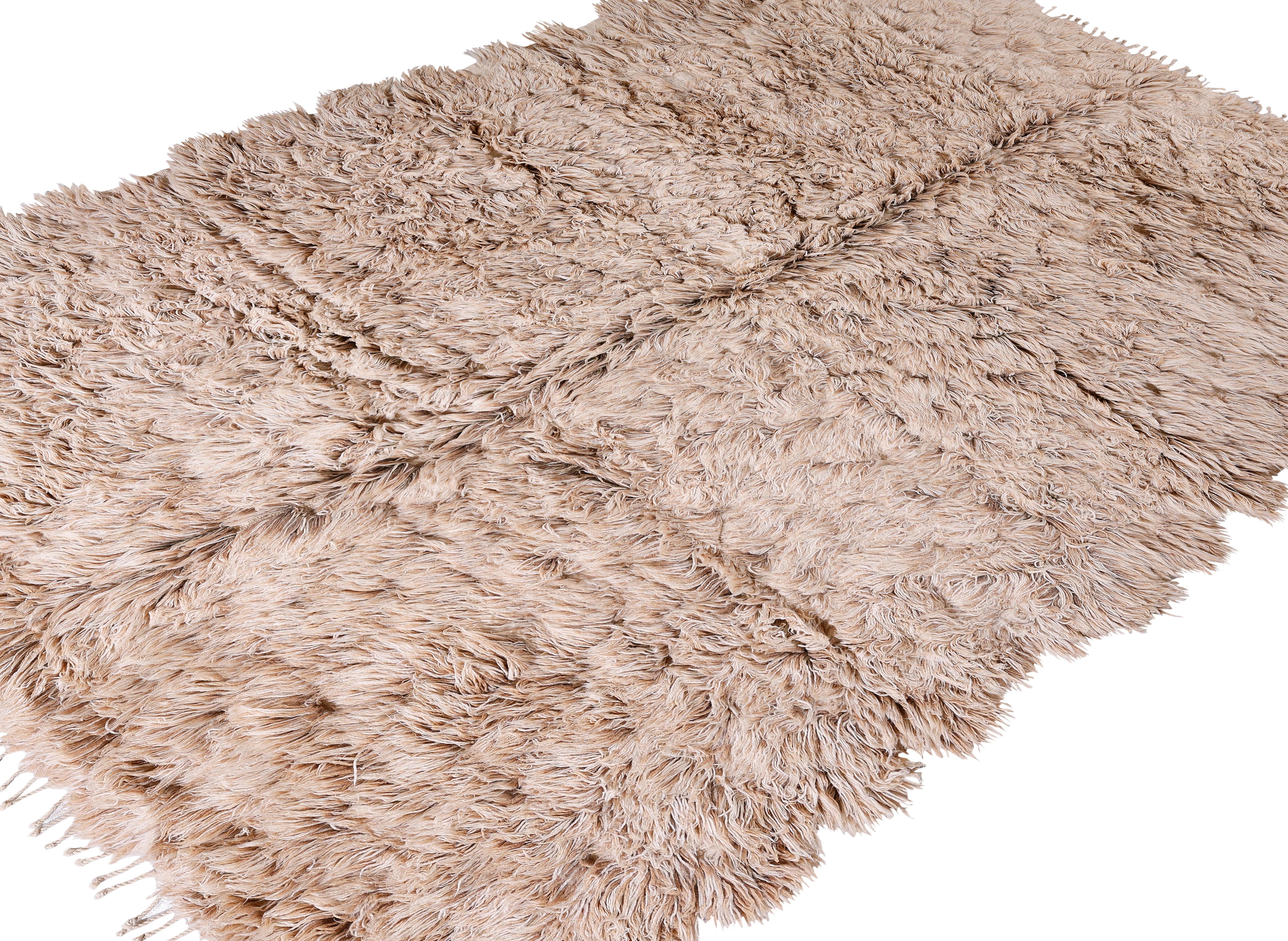 Marocchino Tappeto Shag marocchino Beni Ourain - Lana a pelo alto in Nature Beige in vendita