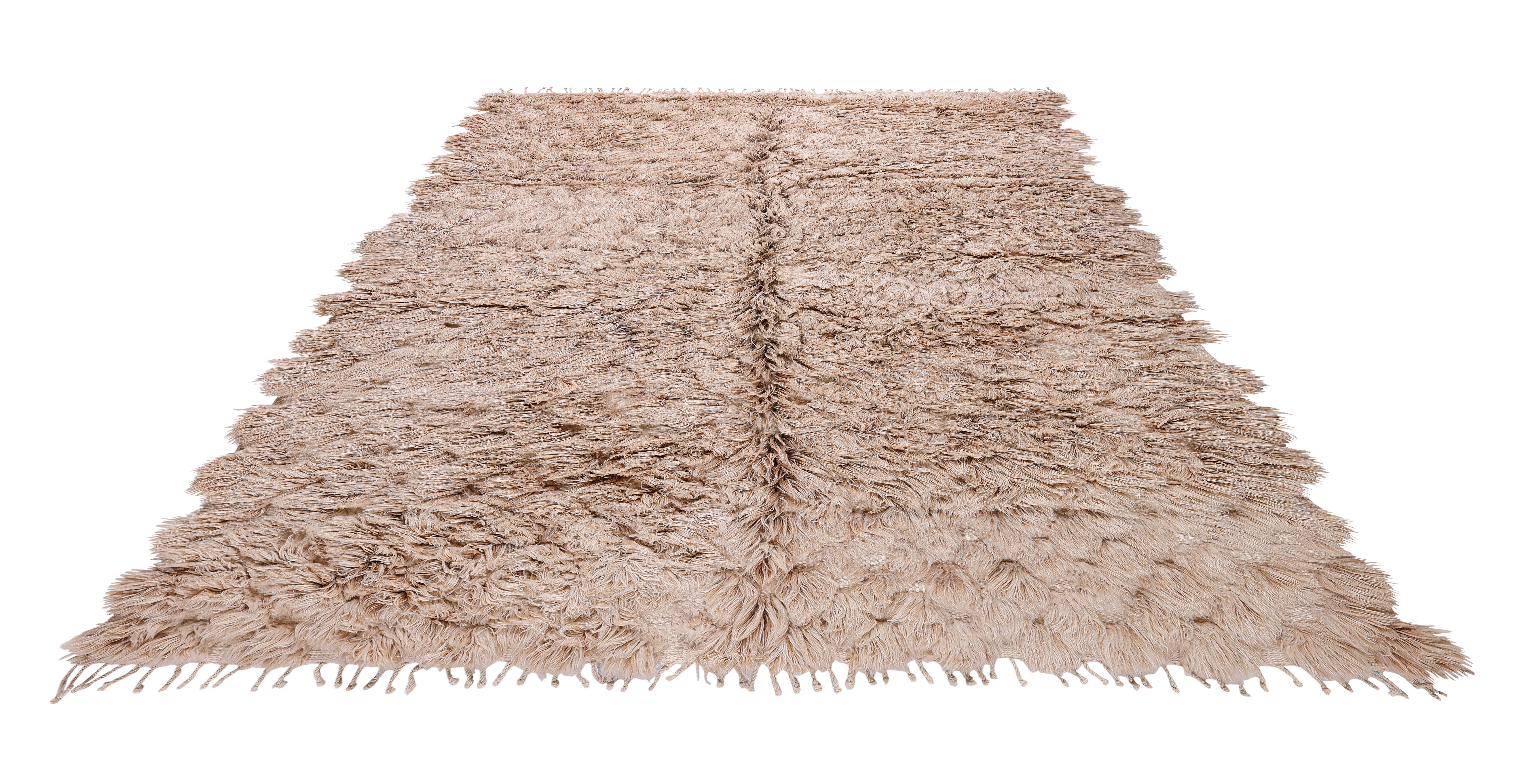 Tappeto Shag marocchino Beni Ourain - Lana a pelo alto in Nature Beige in vendita 1