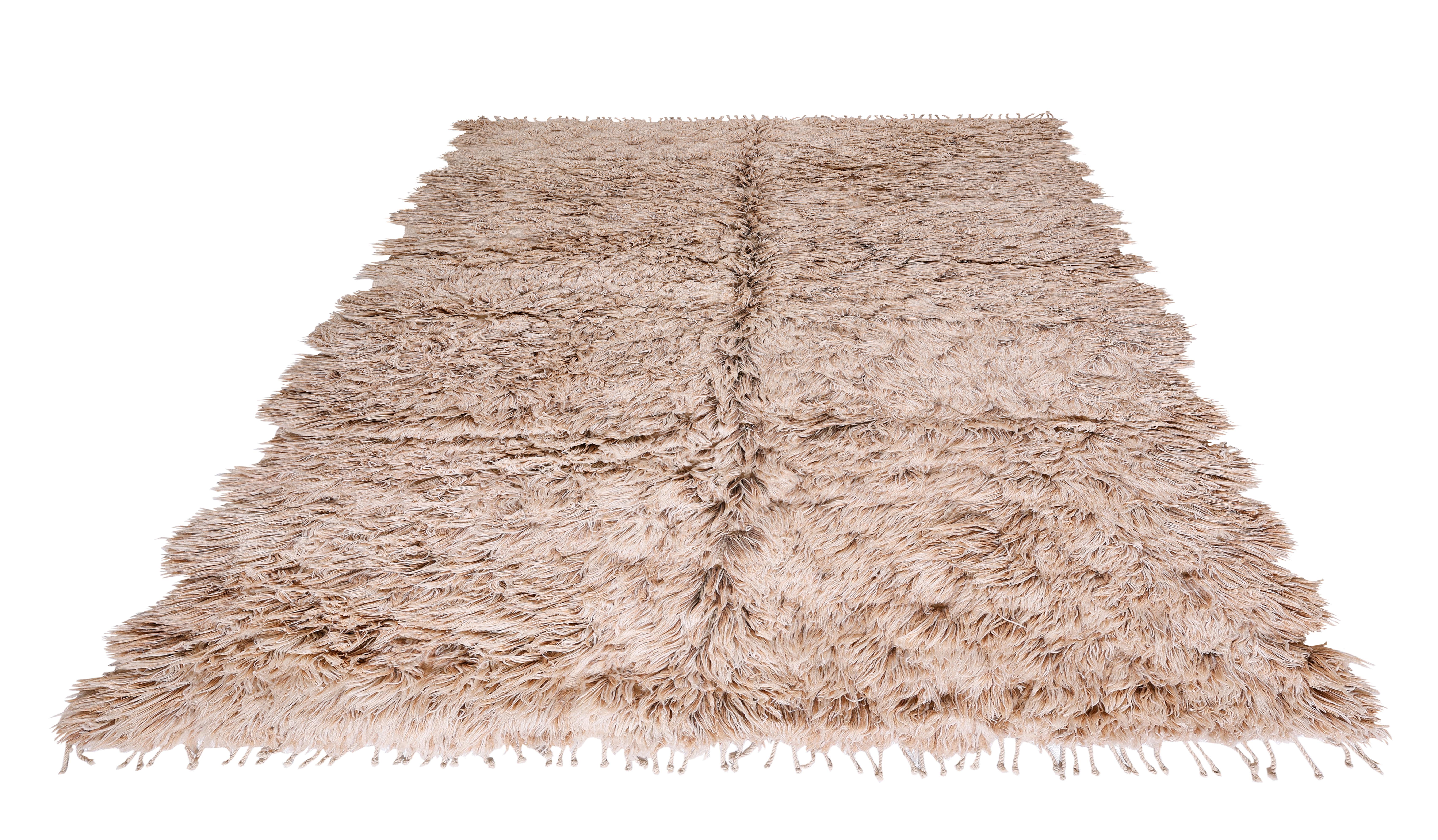 Tappeto Shag marocchino Beni Ourain - Lana a pelo alto in Nature Beige in vendita 2