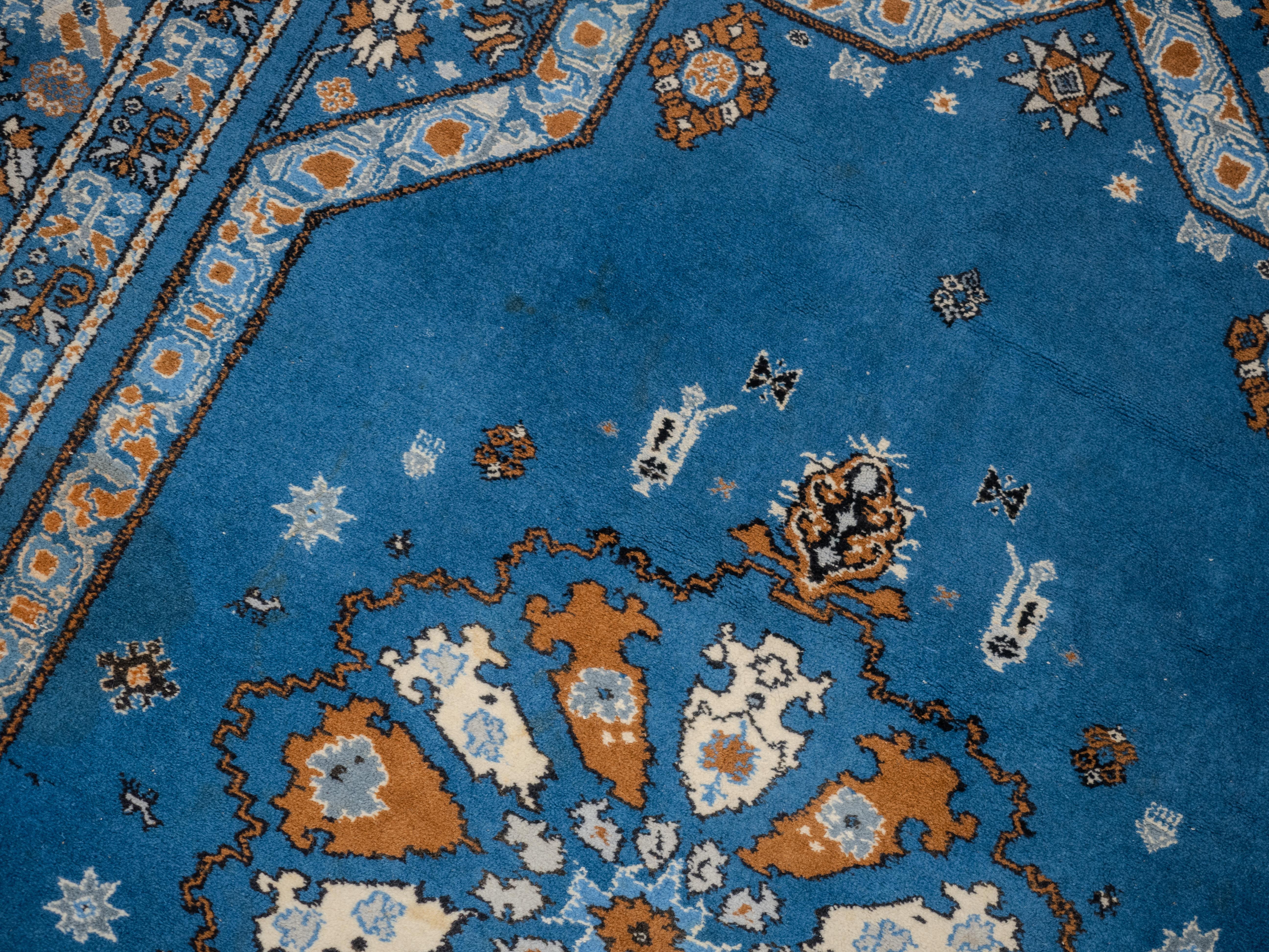 Moroccan Berber Blue Carpet Extra Superieure Handwoven 263x170 c1970 (Rug) For Sale 4