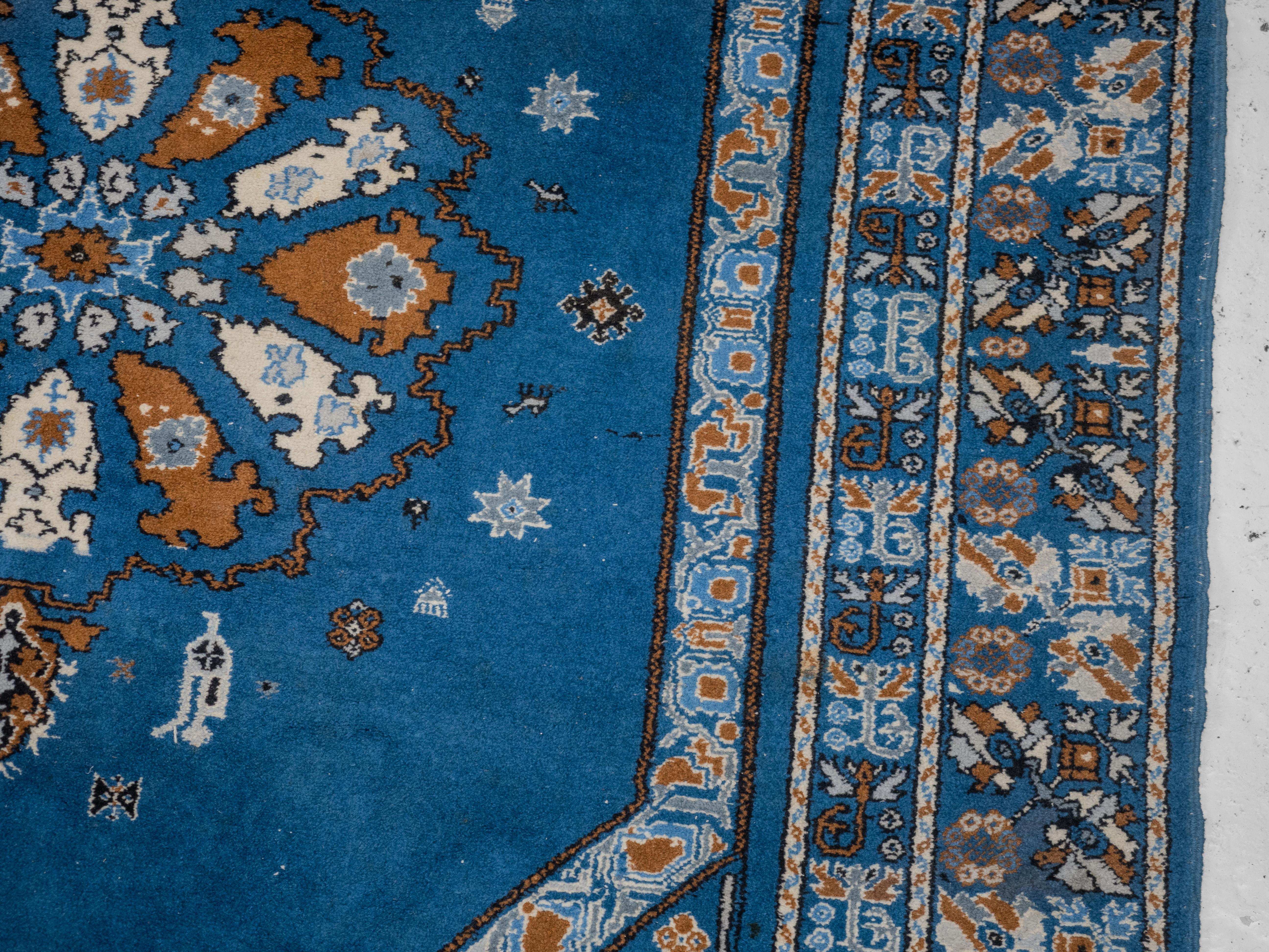 Moroccan Berber Blue Carpet Extra Superieure Handwoven 263x170 c1970 (Rug) For Sale 5