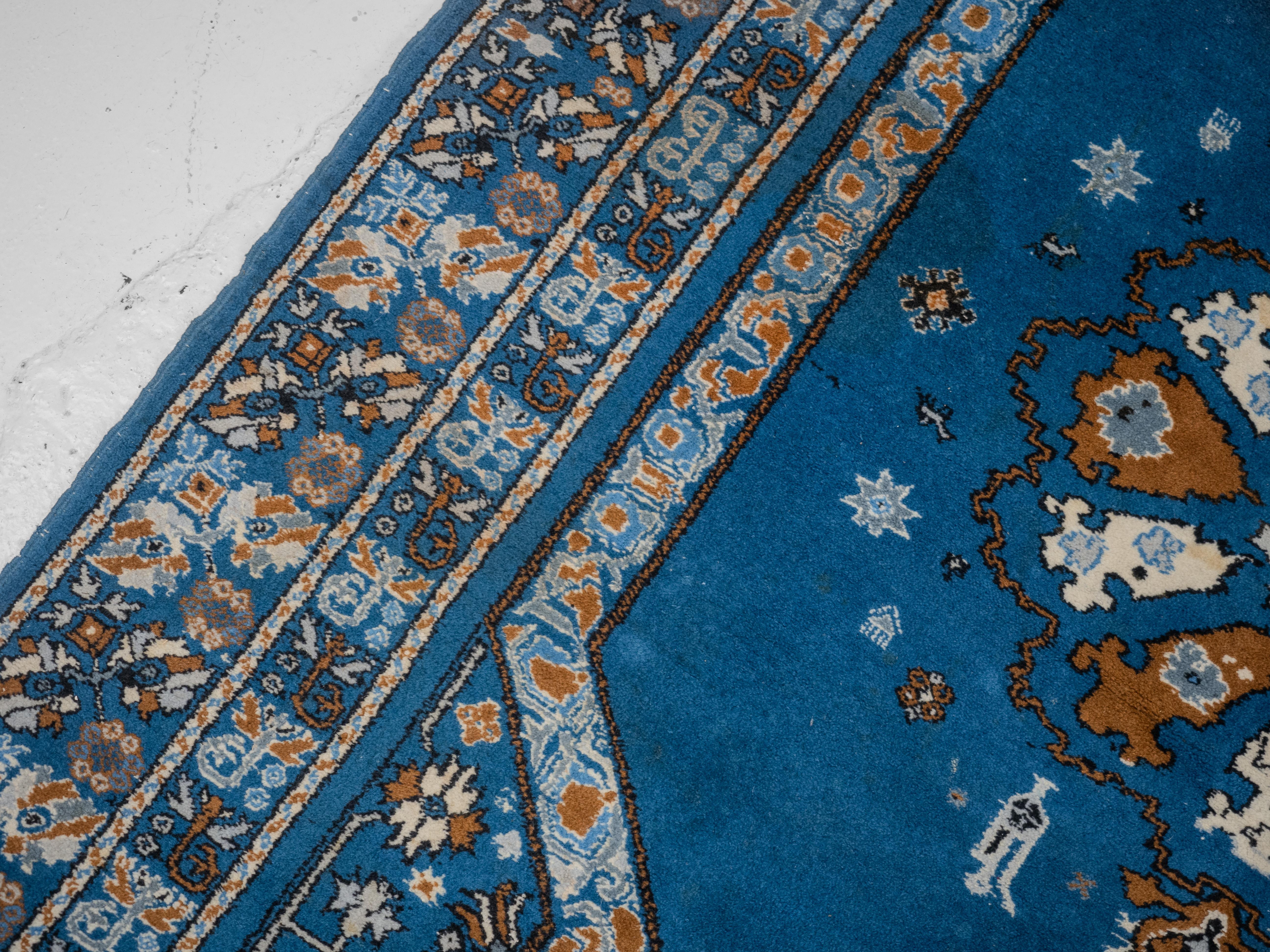 Moroccan Berber Blue Carpet Extra Superieure Handwoven 263x170 c1970 (Rug) For Sale 6