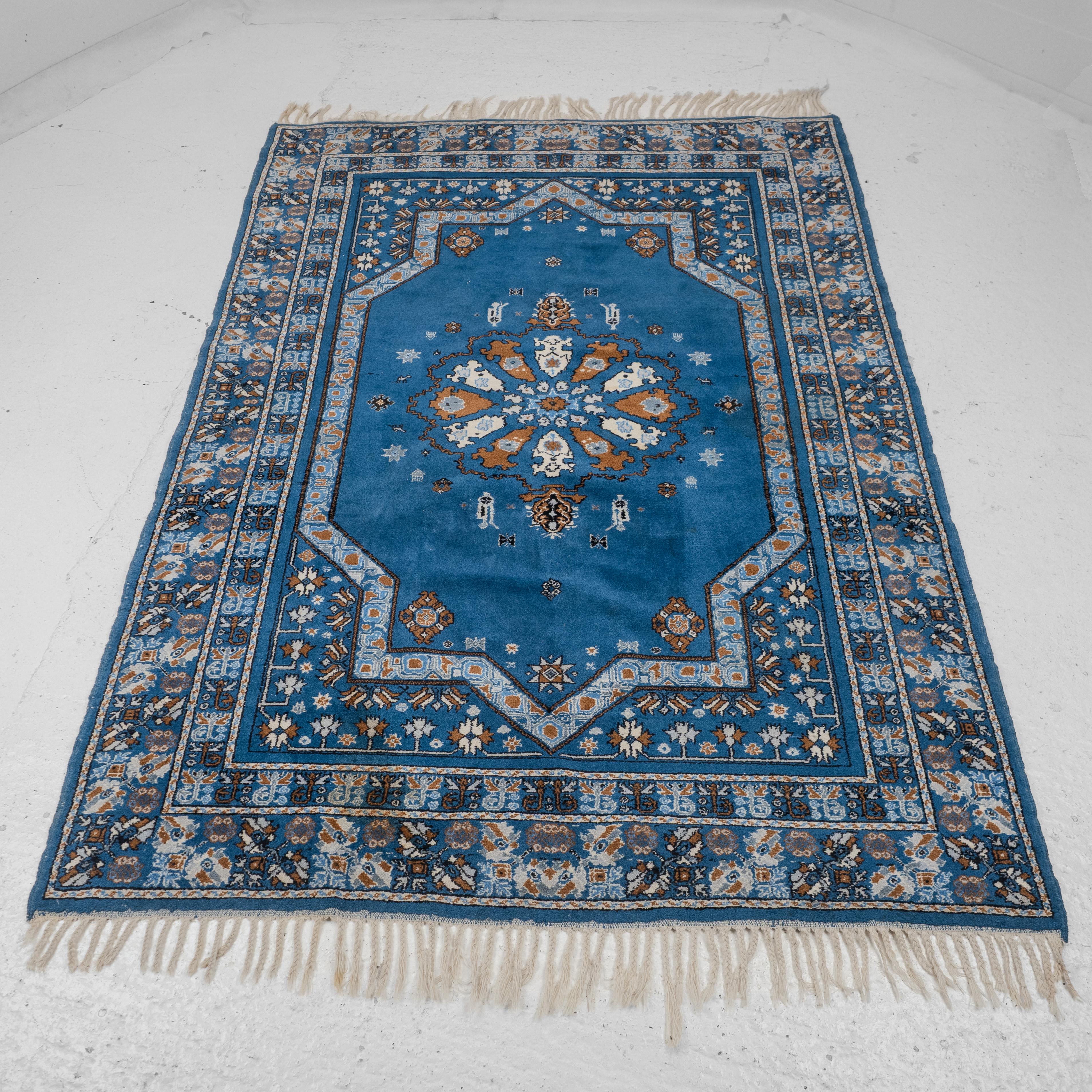 Moroccan Berber Blue Carpet Extra Superieure Handwoven 263x170 c1970 (Rug) In Good Condition For Sale In Leeds, GB