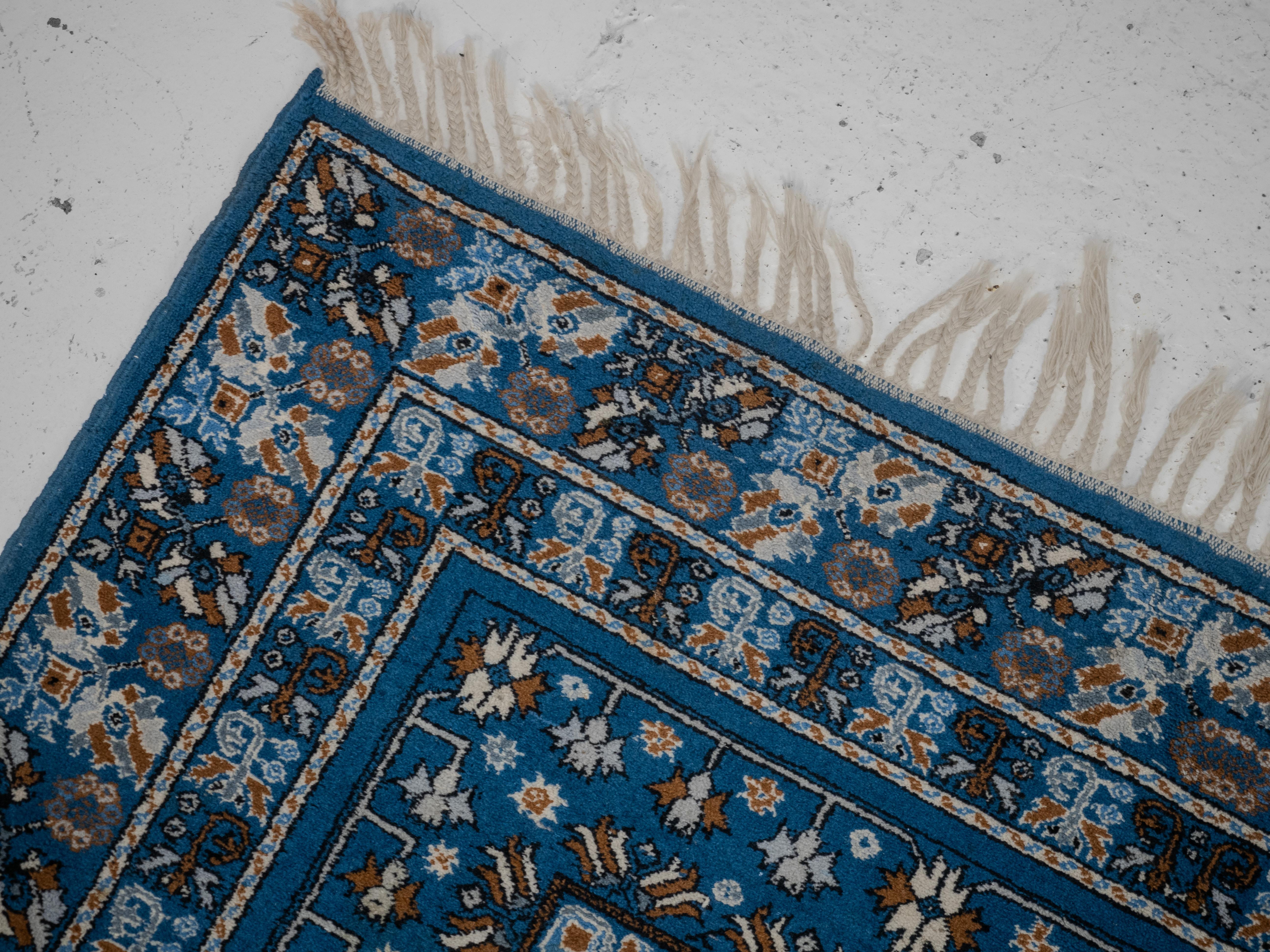 Moroccan Berber Blue Carpet Extra Superieure Handwoven 263x170 c1970 (Rug) For Sale 2