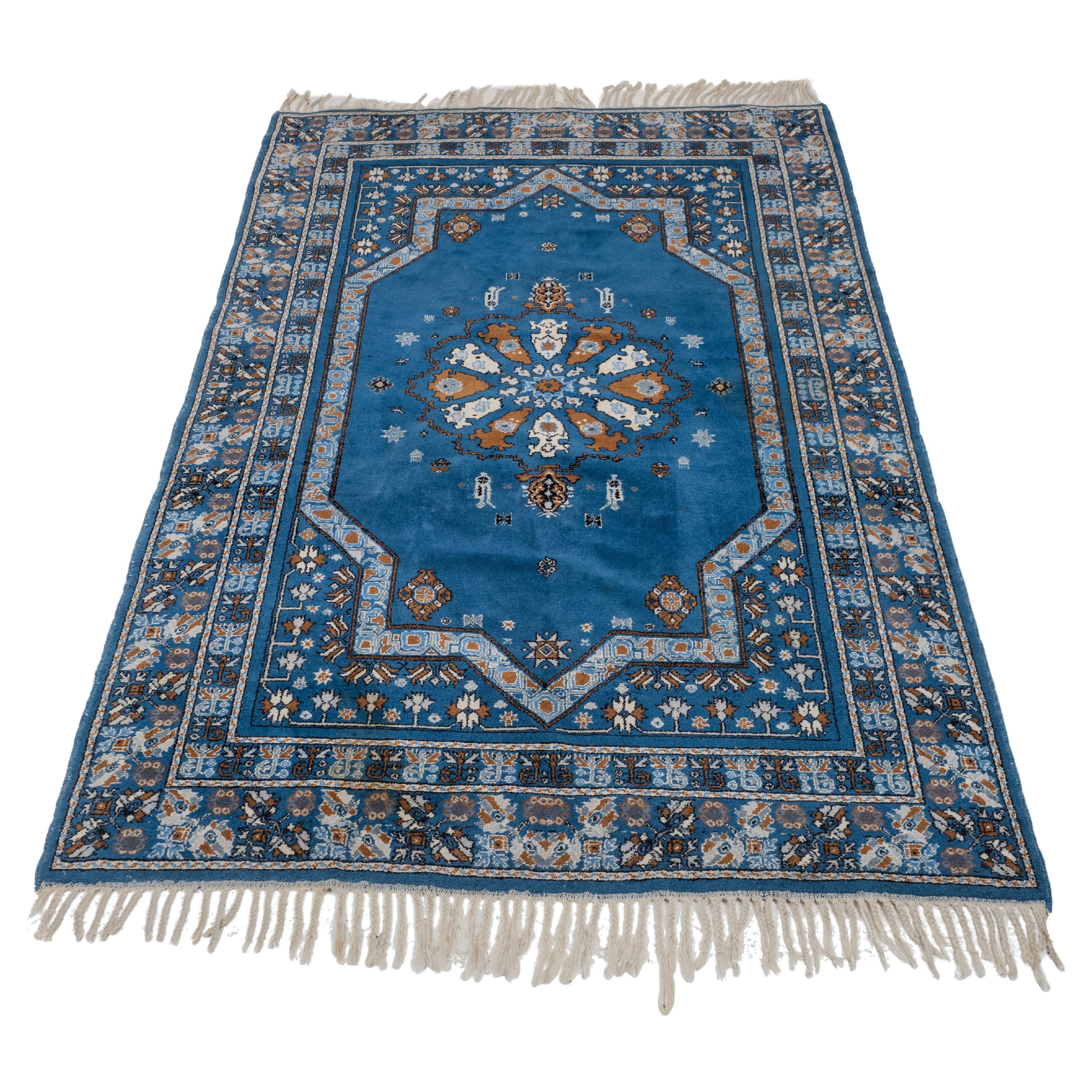 Moroccan Berber Blue Carpet Extra Superieure Handwoven 263x170 c1970 (Rug) For Sale