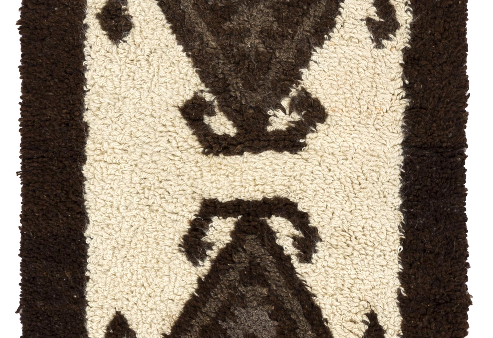 Alfombra Tulu anudada a mano con diseño bereber marroquí, 100% lana. Alfombra Beni Ourain Turco en venta