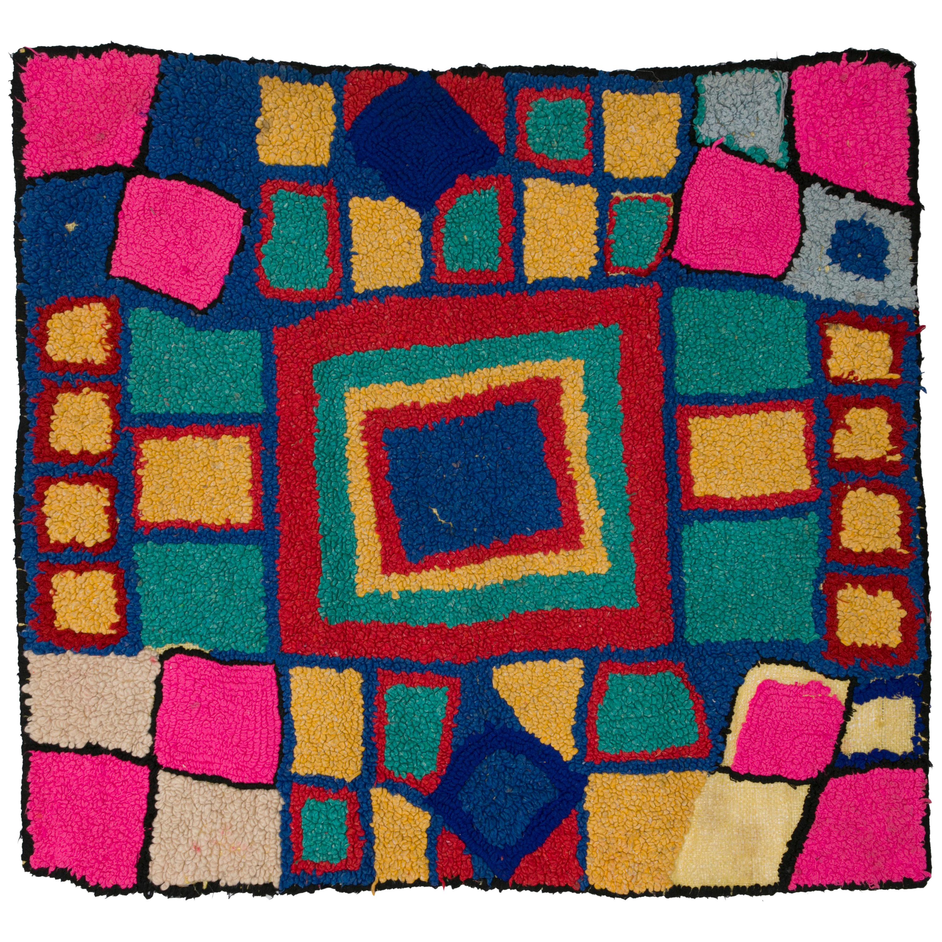 Moroccan Berber Handmade Tapestry Geometric Design Pastel Colors For Sale