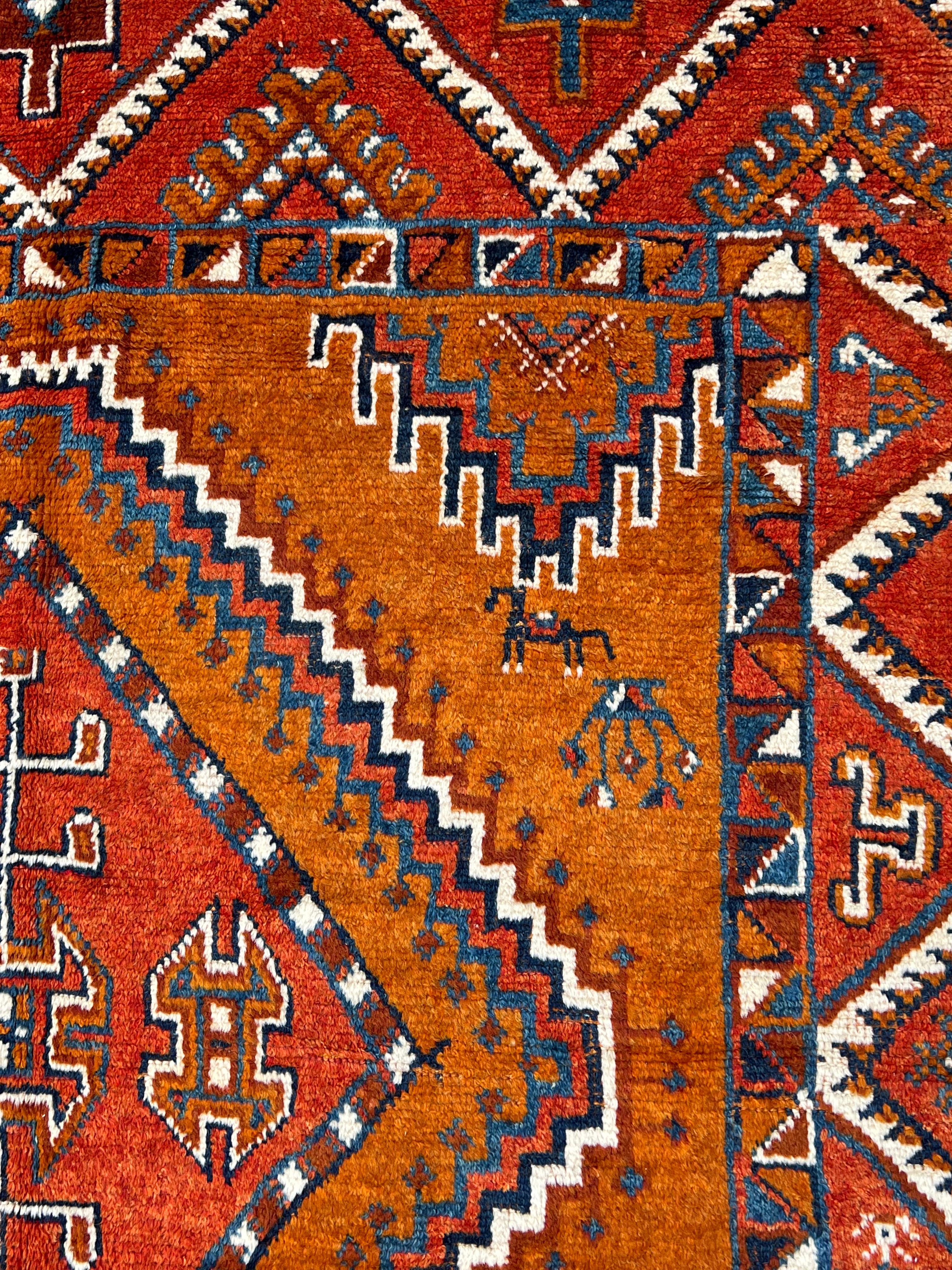 Rare 1940 Handcrafted Vintage Moroccan Taznakht Wool Rug For Sale 3