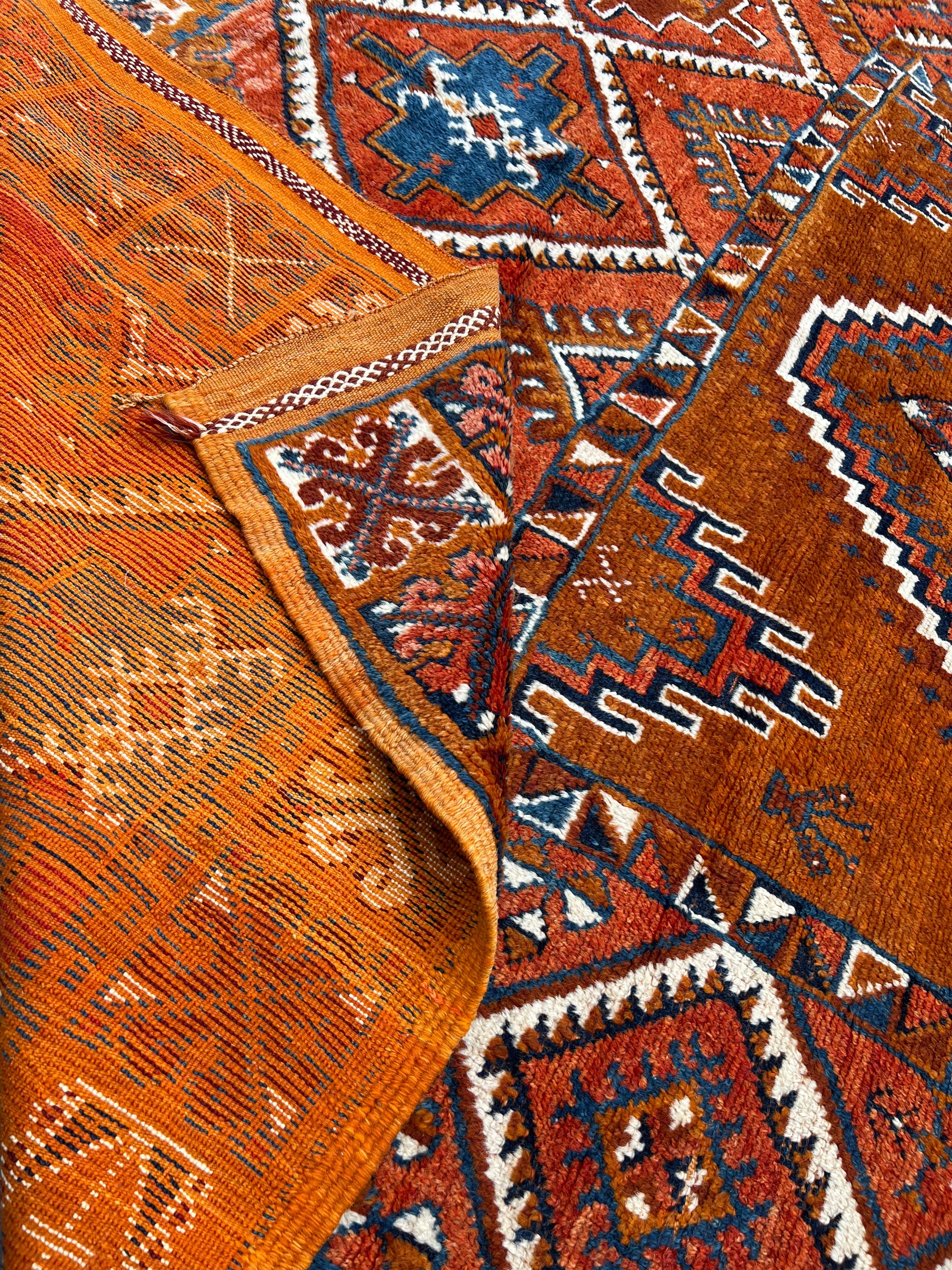Rare 1940 Handcrafted Vintage Moroccan Taznakht Wool Rug For Sale 4