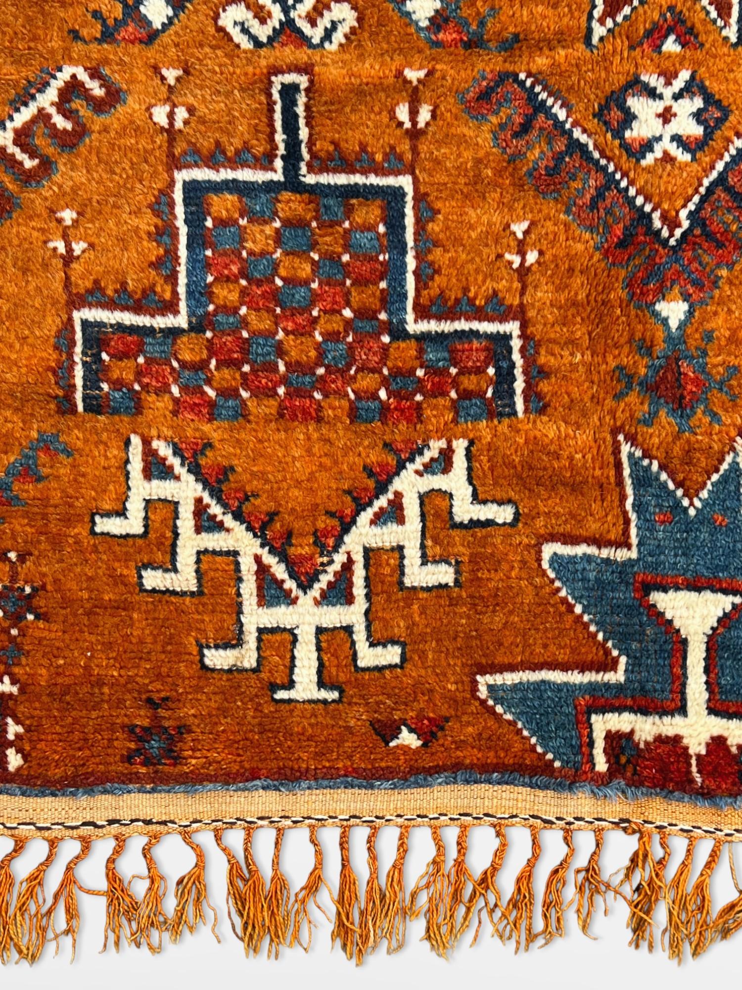 Tribal Rare 1940 Handcrafted Vintage Moroccan Taznakht Wool Rug For Sale
