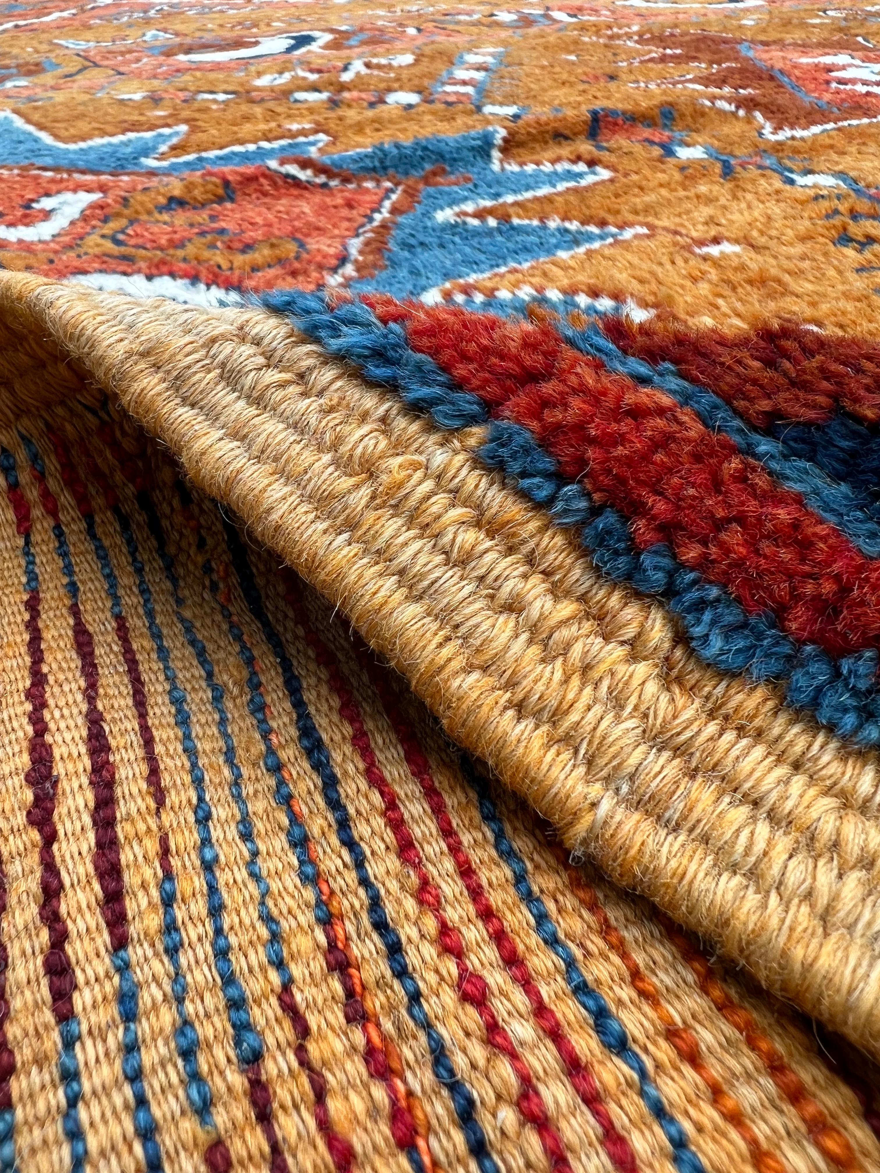 Mid-20th Century Rare 1940 Handcrafted Vintage Moroccan Taznakht Wool Rug For Sale