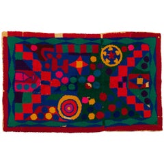 Moroccan Berber Large Handmade Tapestry Bright Red Yellow Green and Blue