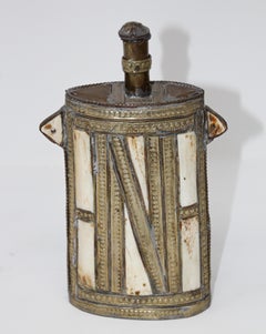 Moroccan Berber Tuareg Metal Tribal Flask Overlay