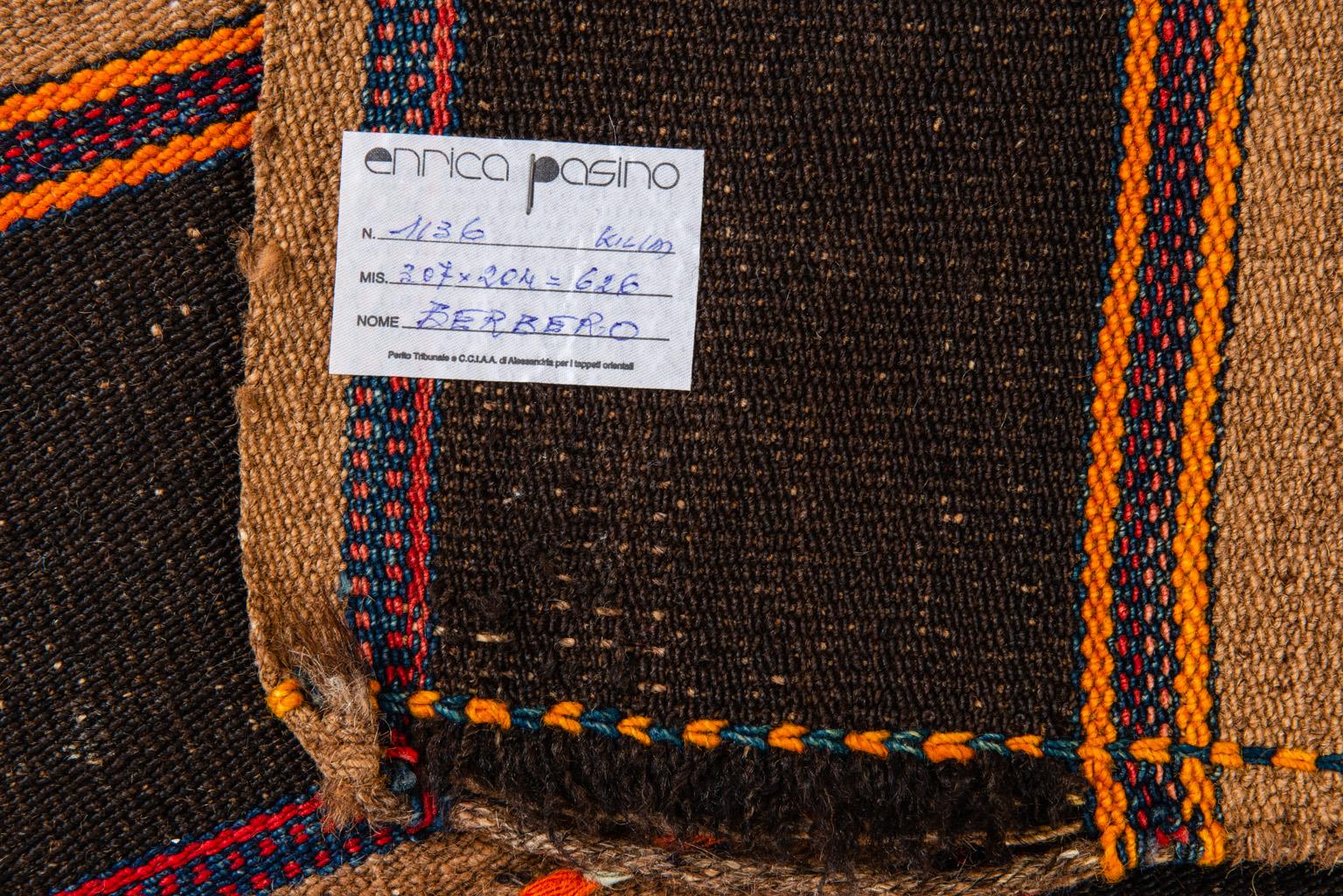 Berber old carpet found and bought (with another one) in an oasis during a travel that I made in desert many years ago. It was in my private collection, to remember me that adventure in desert. It has been carefully washed.
Placed side by side with