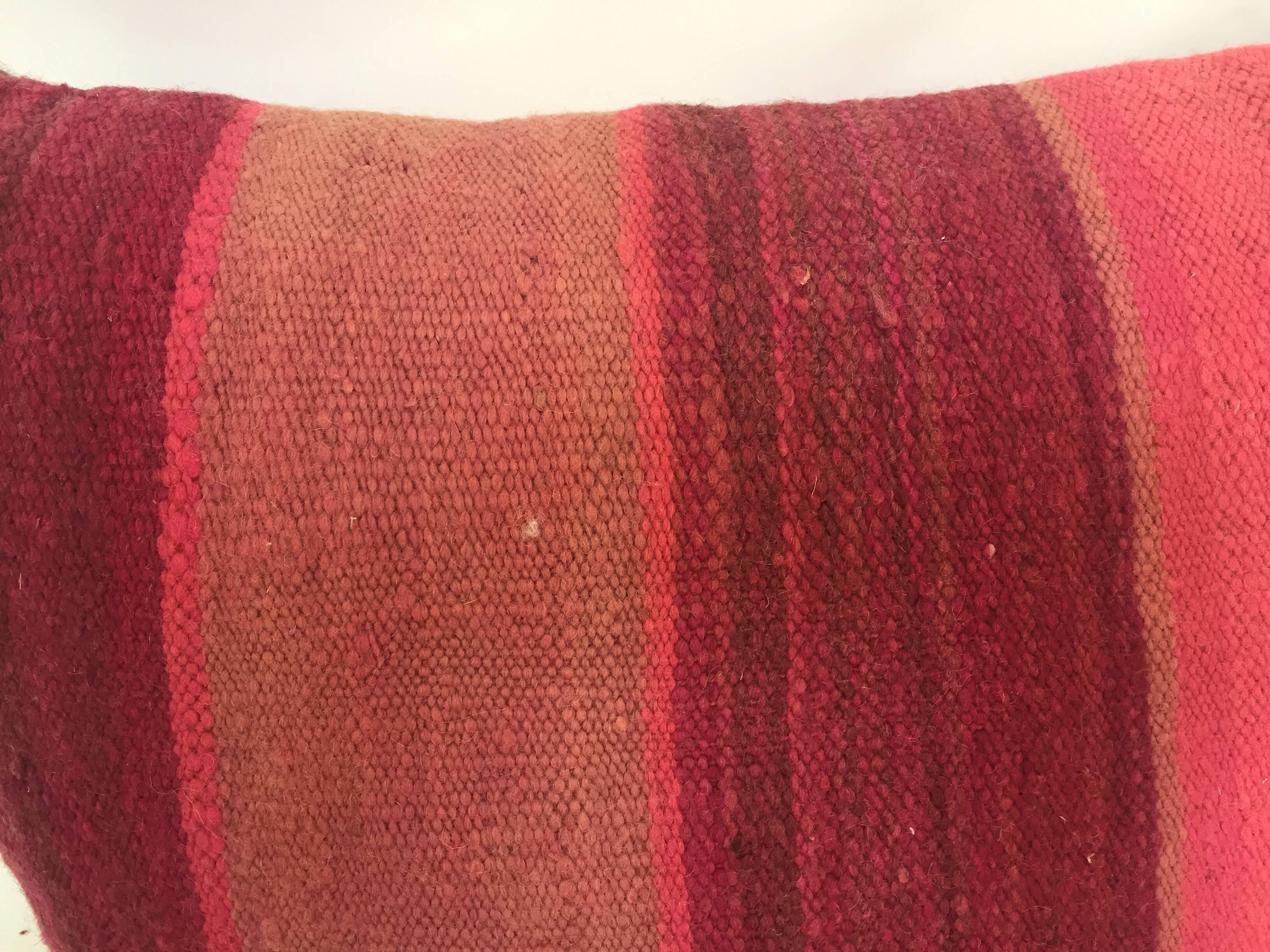 Moroccan Berber Pillow Cut from a Vintage Tribal Stripes Rug 1
