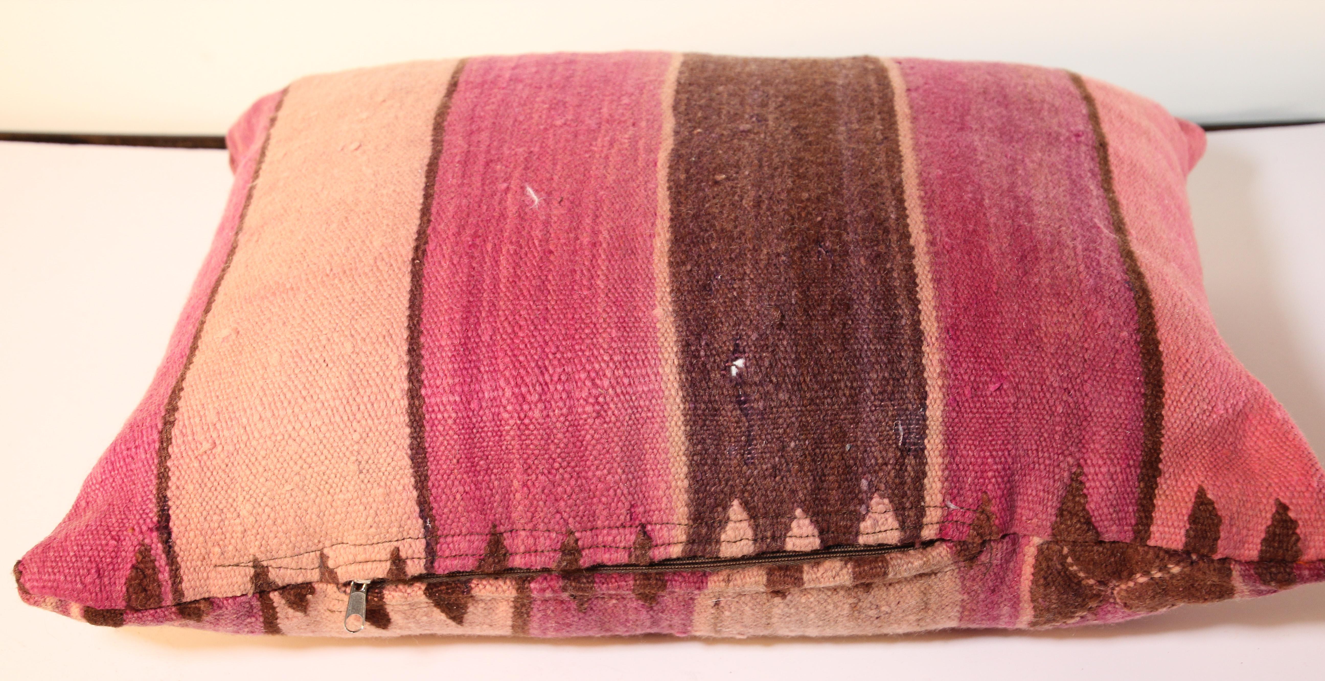 Moroccan Berber Pillow Cut from a Vintage Tribal Stripes Rug 2