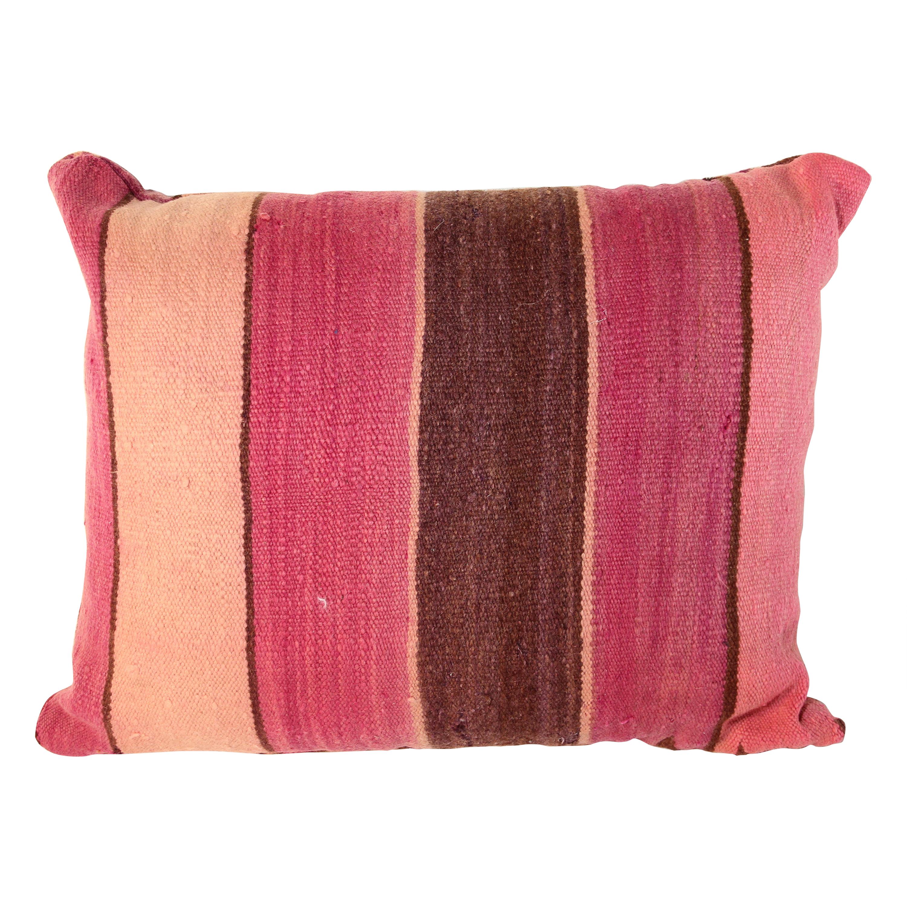 Moroccan Berber Pillow Cut from a Vintage Tribal Stripes Rug