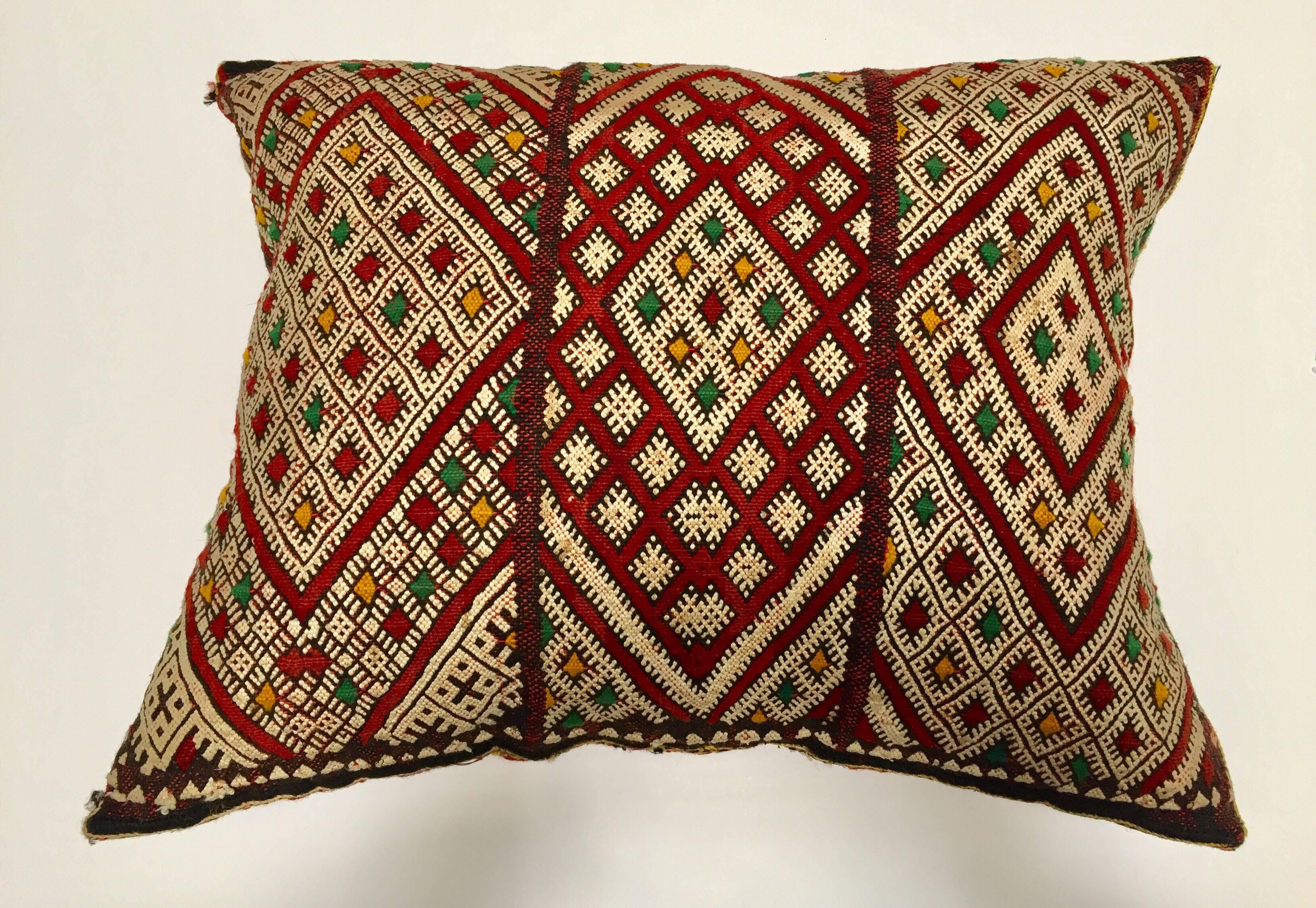 Hand-Woven Moroccan African Berber Pillow with Tribal Designs