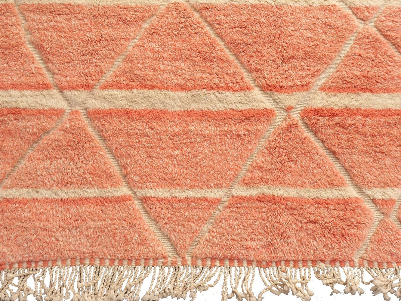 Moroccan Berber Rug Abstract Design Salmon Pink Woolwhite Stunning Quality 1