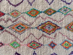 Moroccan Berber Rug Azilal Diamond Design Beige Pink Orange Blue