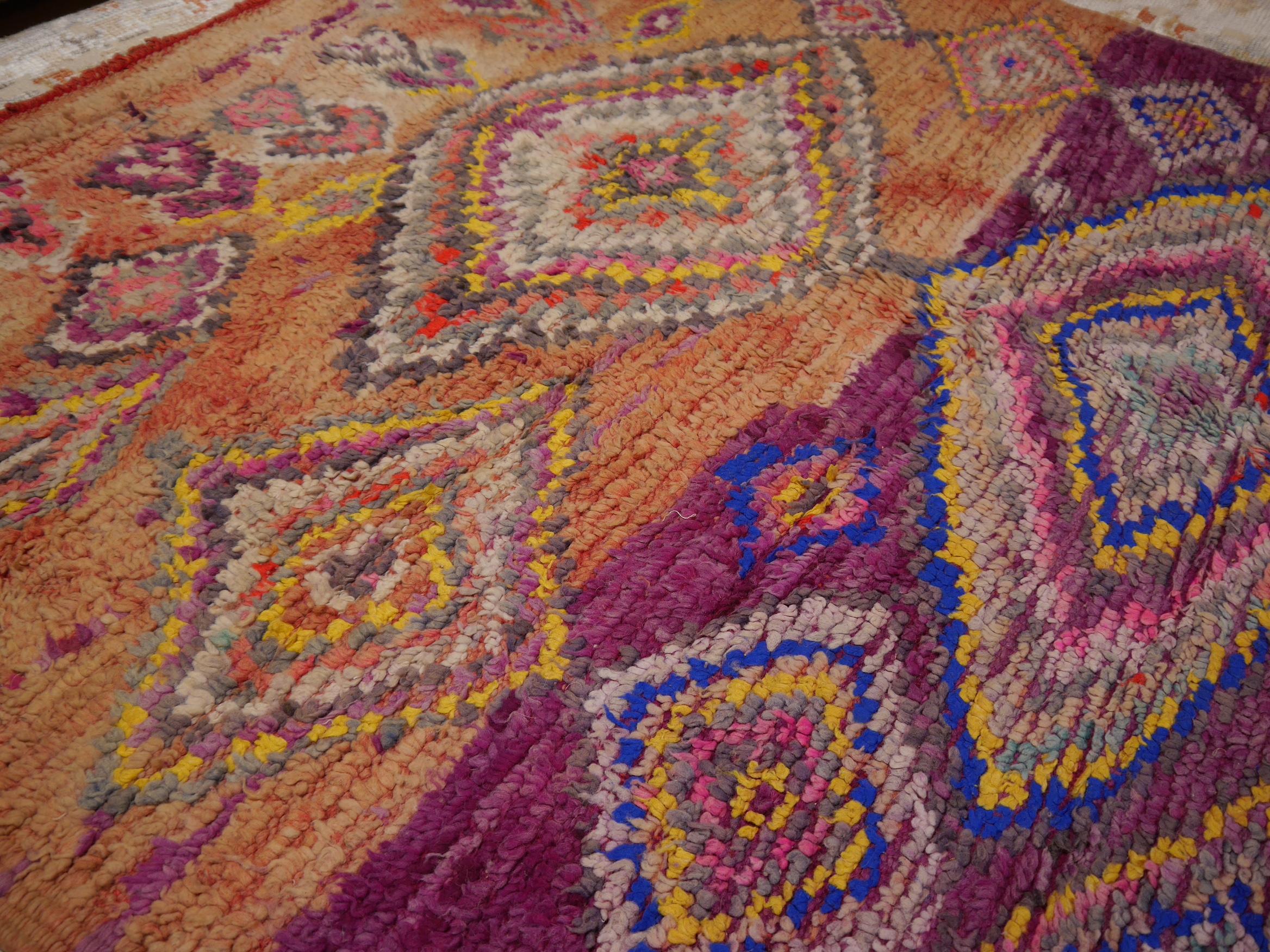 Moroccan Berber Rug Boujad Diamond Design Pink Orange Blue 6