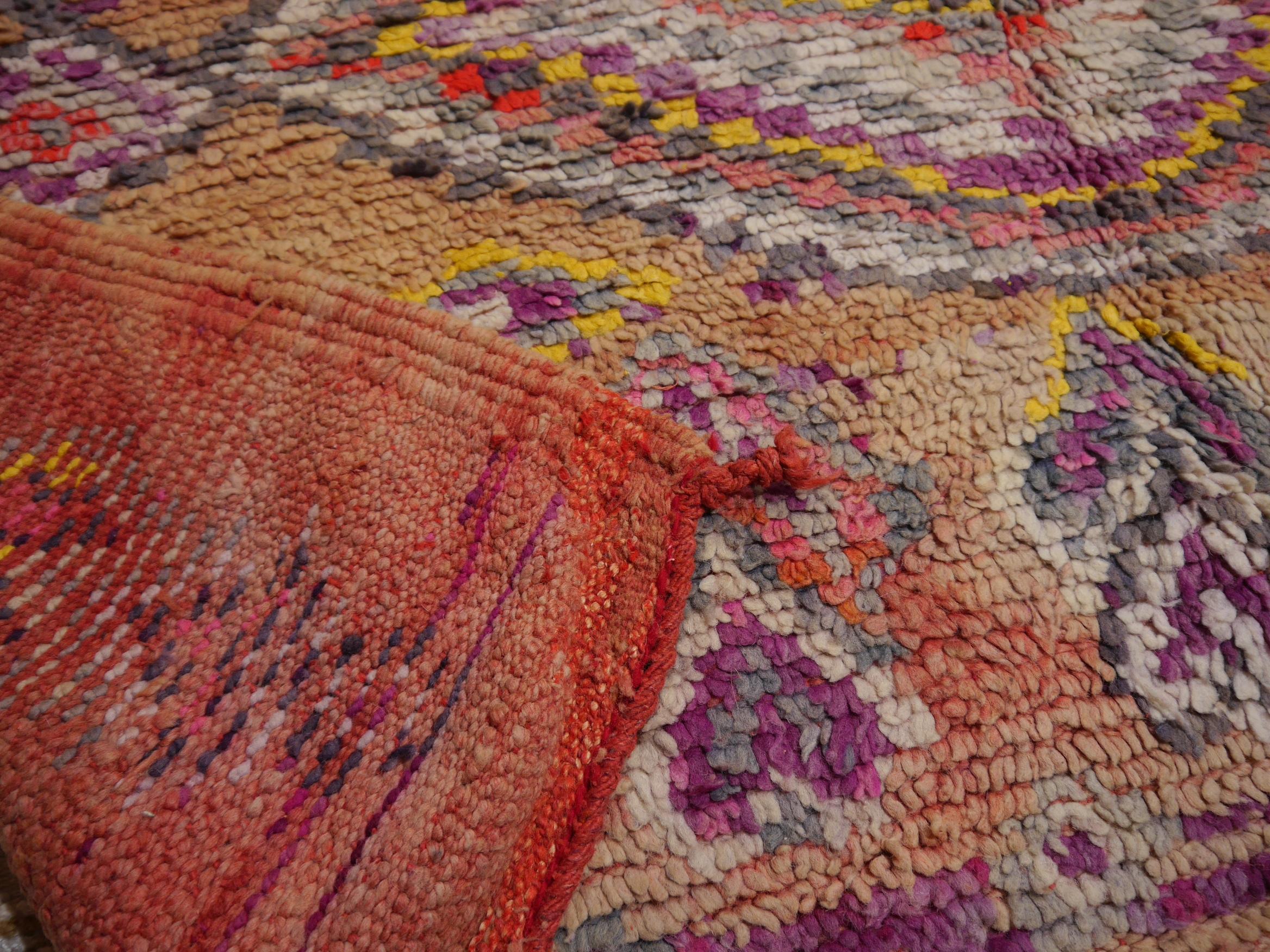 Moroccan Berber Rug Boujad Diamond Design Pink Orange Blue 1