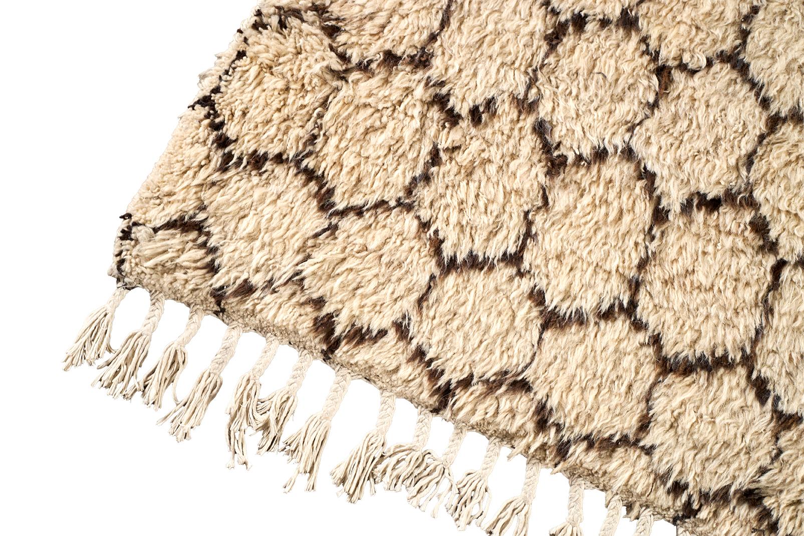 Wool Moroccan Berber Rug in Honeycomb Pattern For Sale