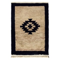 Alfombra Tulu Anudada a Mano Estilo Bereber Marroquí. Lana natural. Alfombra Beni Ourain