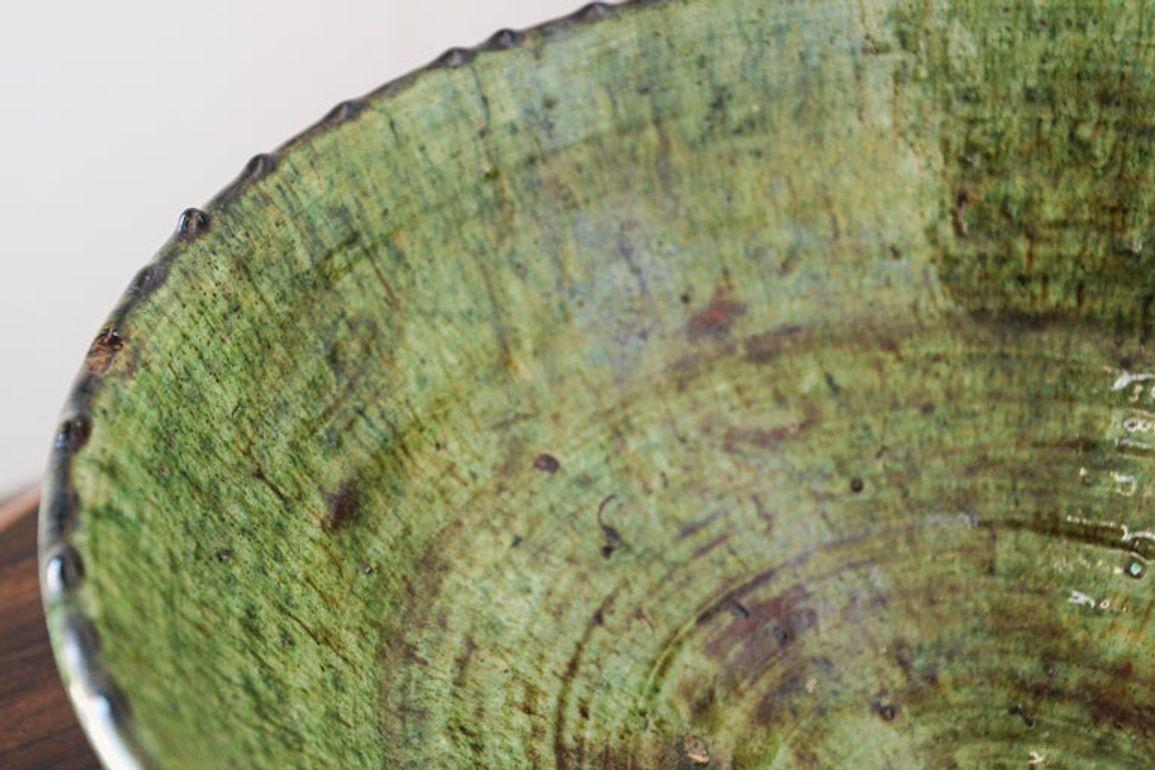 Moroccan Berber Tamgroute Terracotta Green Glazed Bowl 4